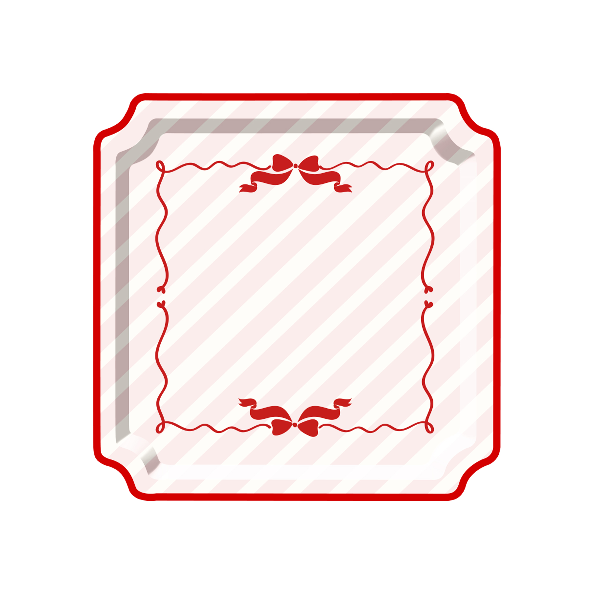 Valentine's Day Theme Square Shape Diagonal Stripes Dinner Plate