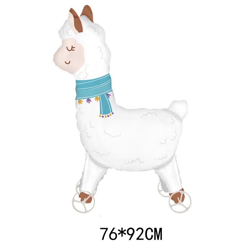 Animal Series Wheel Series Alpaca Shape Aluminum Film Balloon