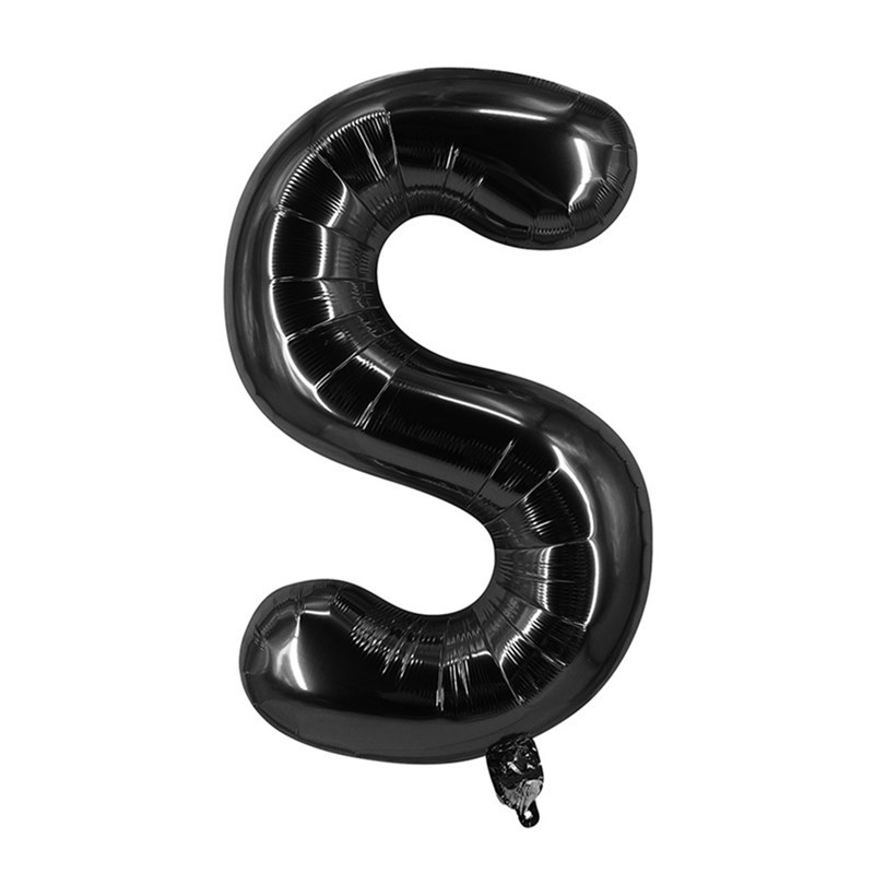 32 inch Black Letter S Foil Balloon