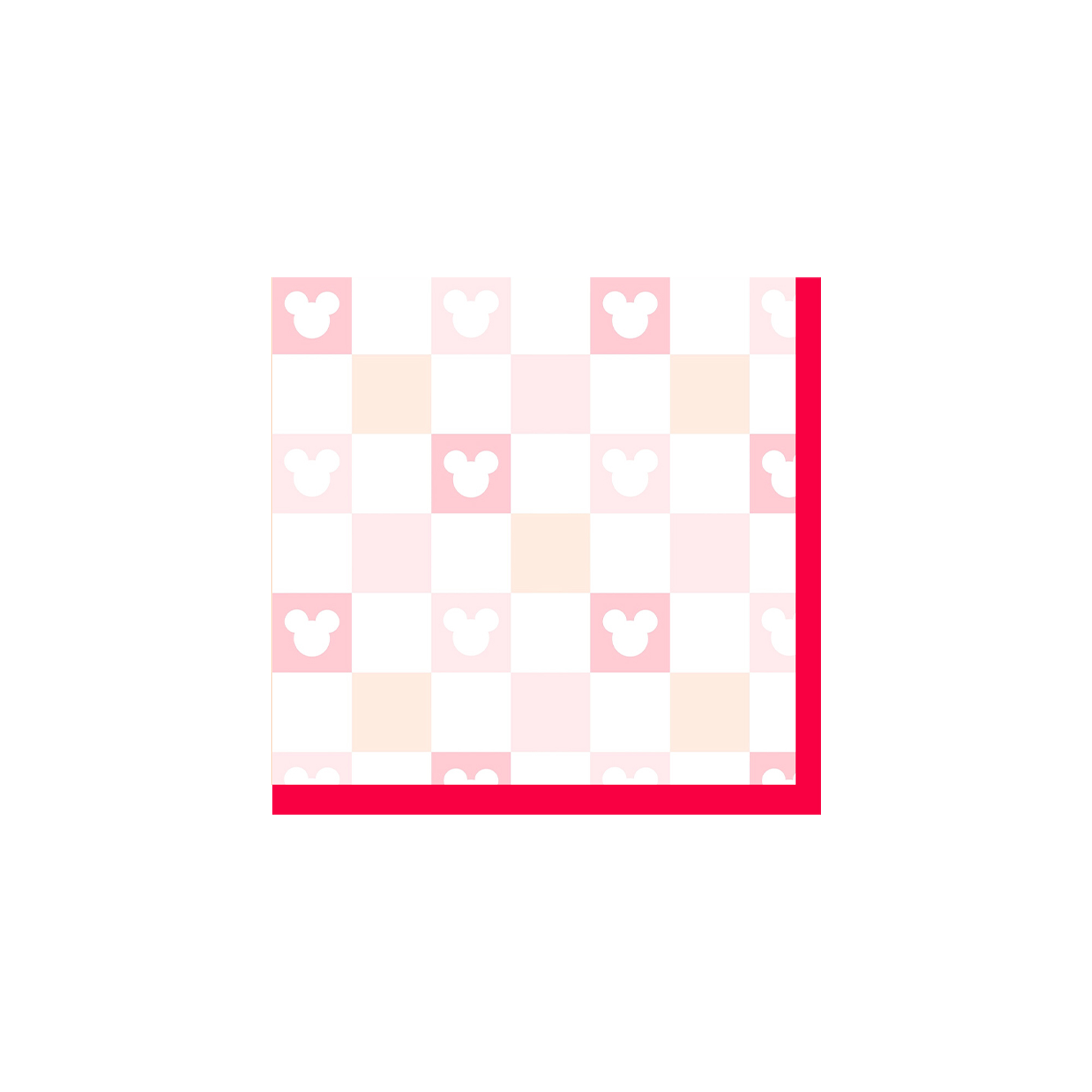 Christmas Theme White Background Checkered&Mickey Mouse Pattern Napkin