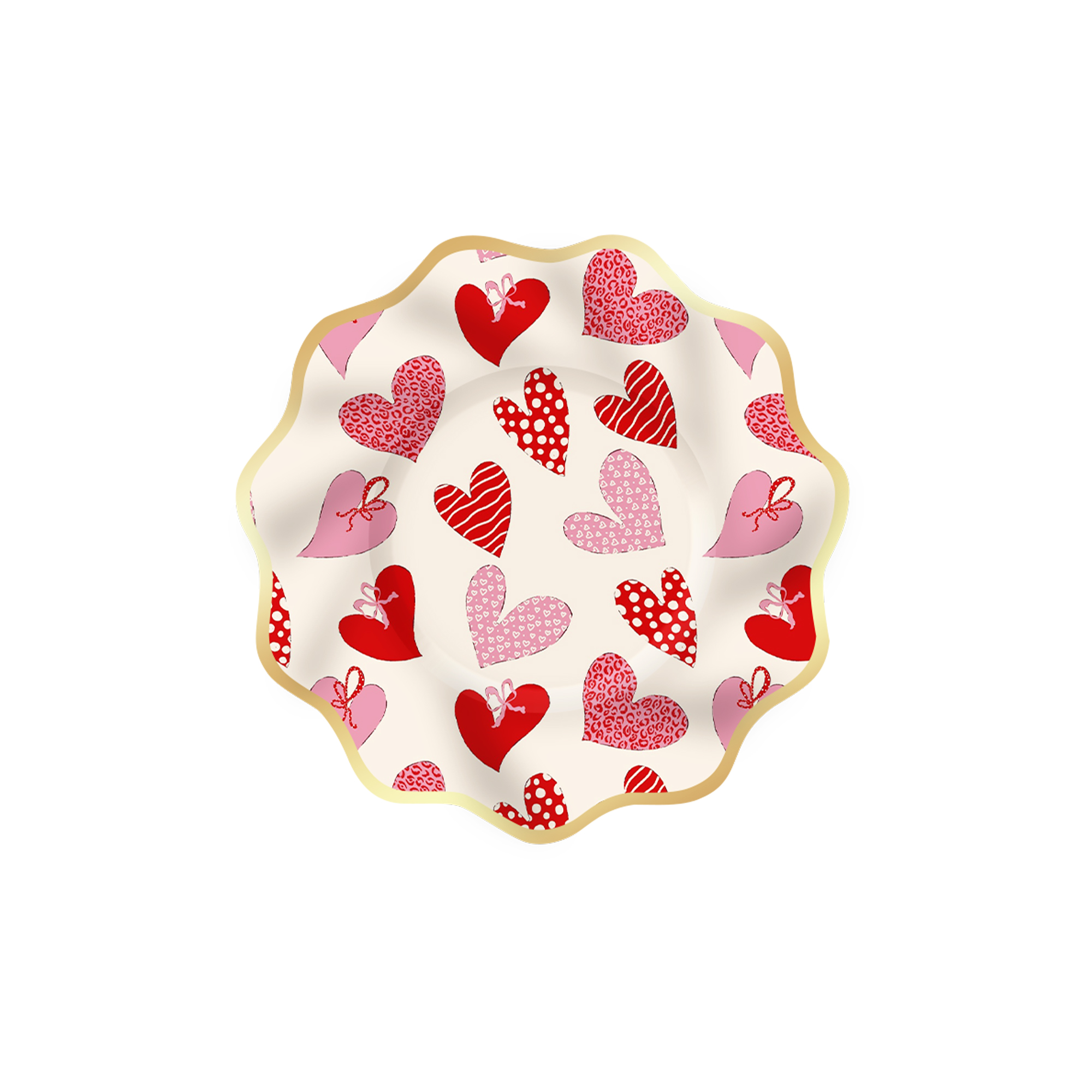 Valentine's Day Theme Wave Shape with Heart Dessert Plate
