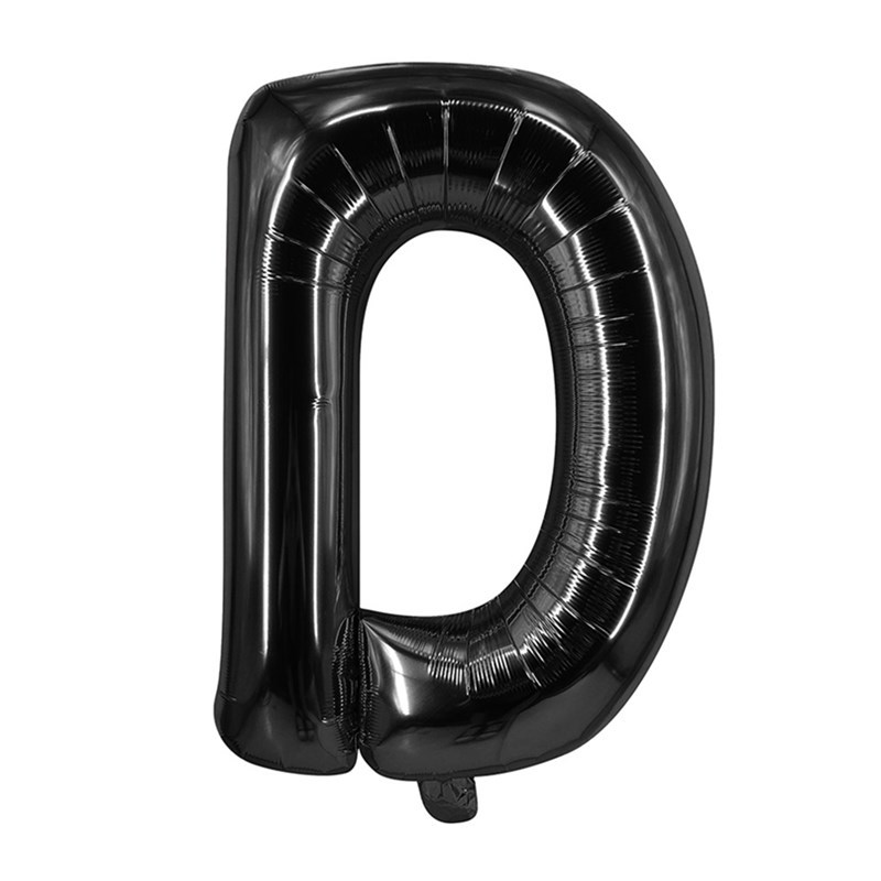 32 inch Black Letter D Foil Balloon