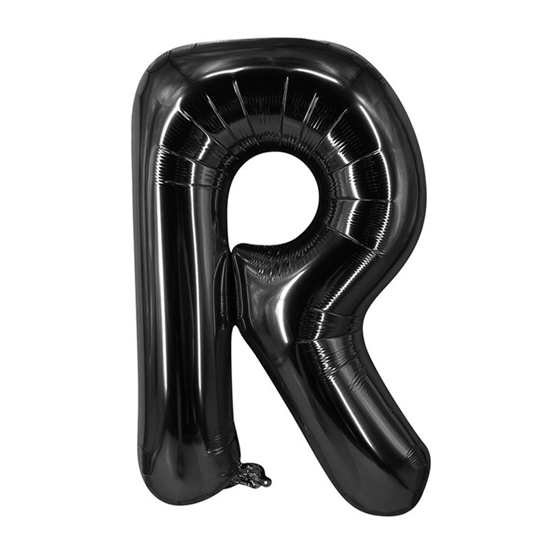 32 inch Black Letter R Foil Balloon