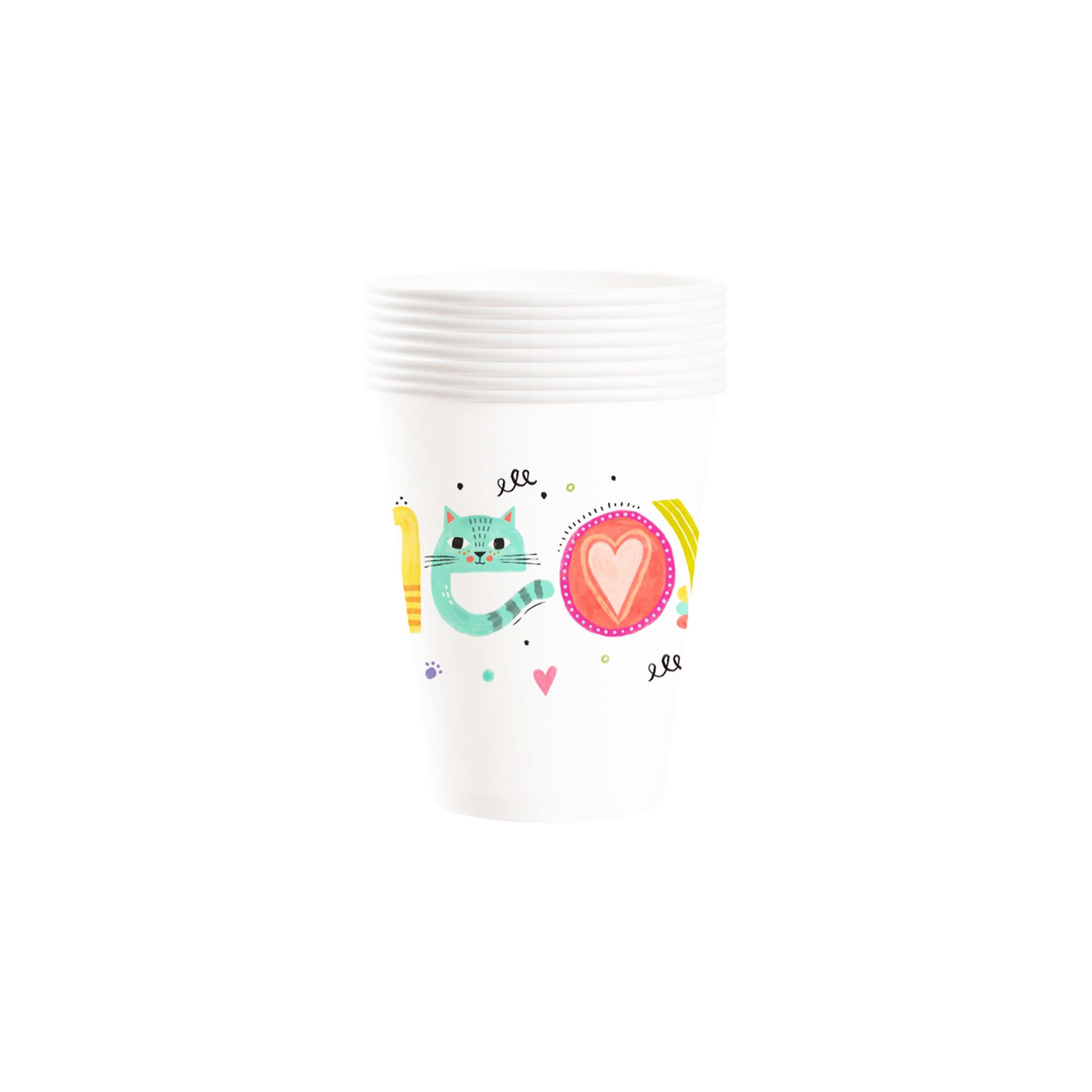 Animals Theme White Color with Cat Paper Cup