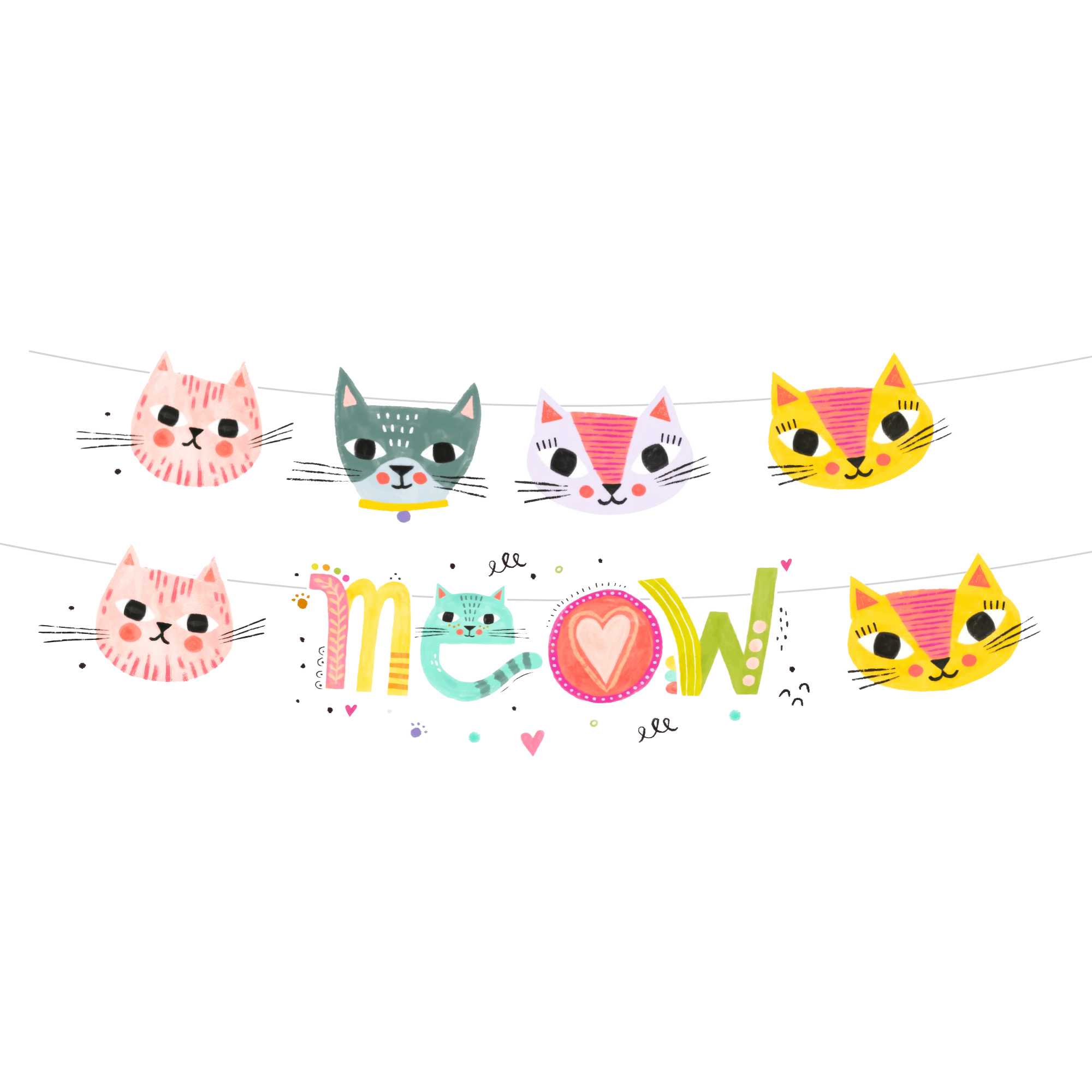 Animals Theme Cat Meow Paper Banner