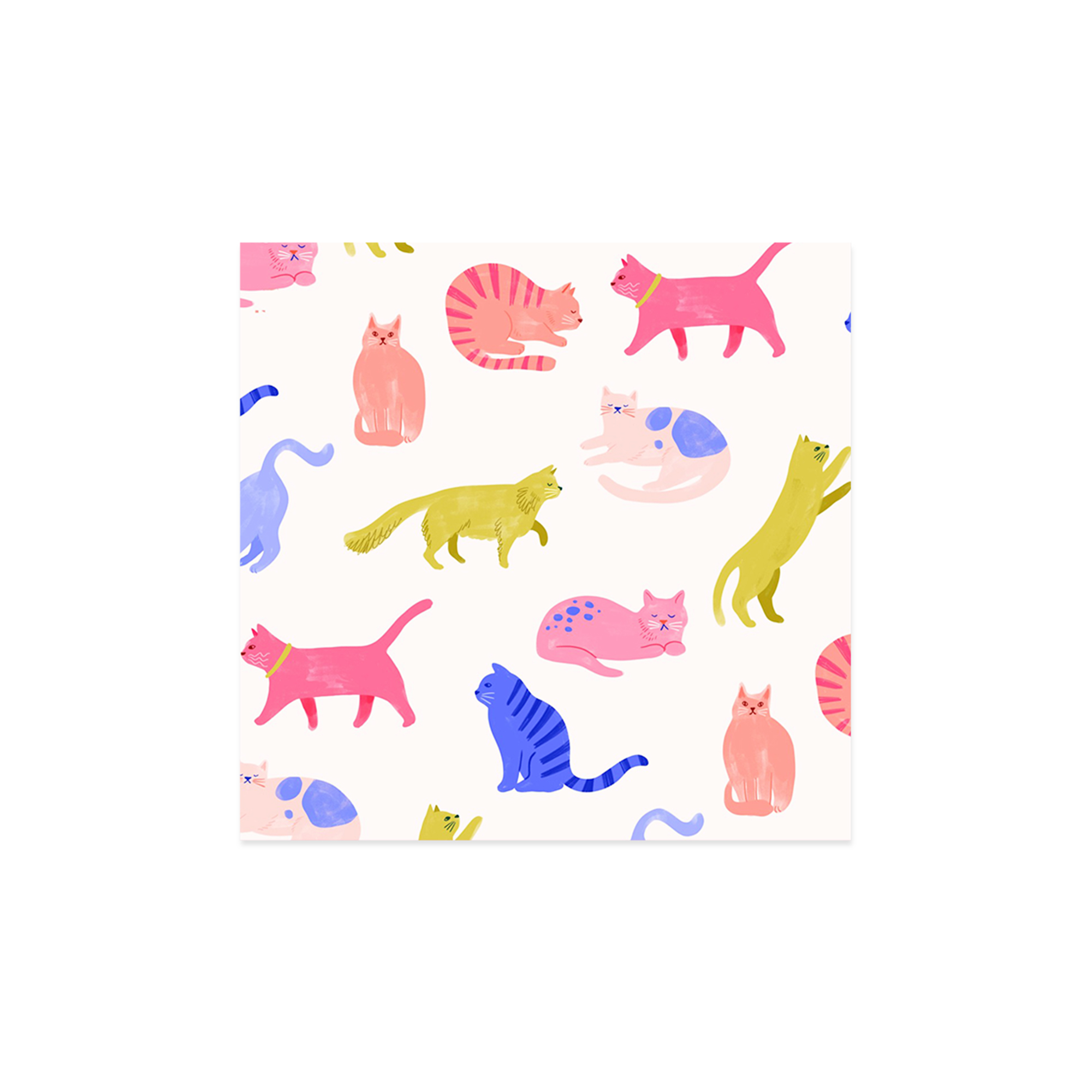 Animal Theme Beige Background Cat Pattern Napkin