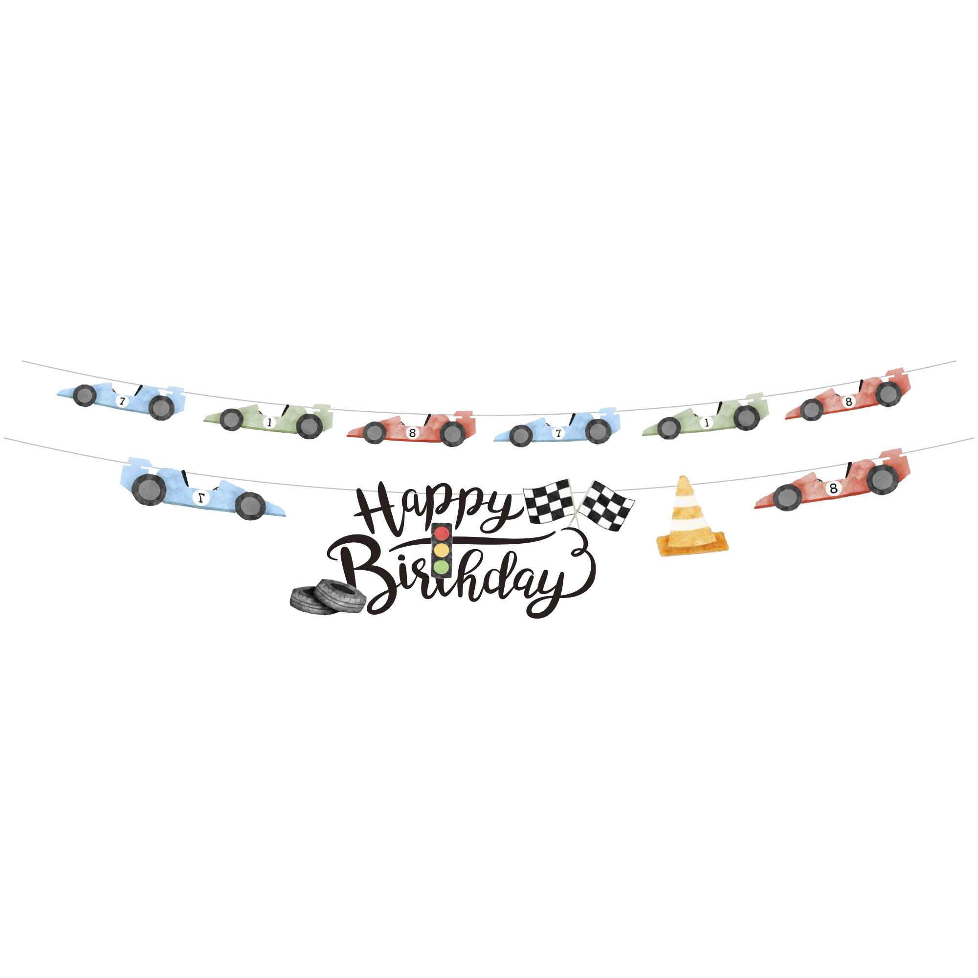 Car Theme Car and Trophy Happy Birthday Paper Banner