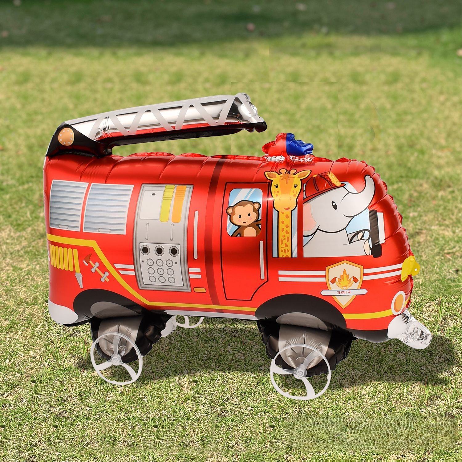 Animal Series Wheel Series Fire Fighting Truck Shape Aluminum Film Balloon