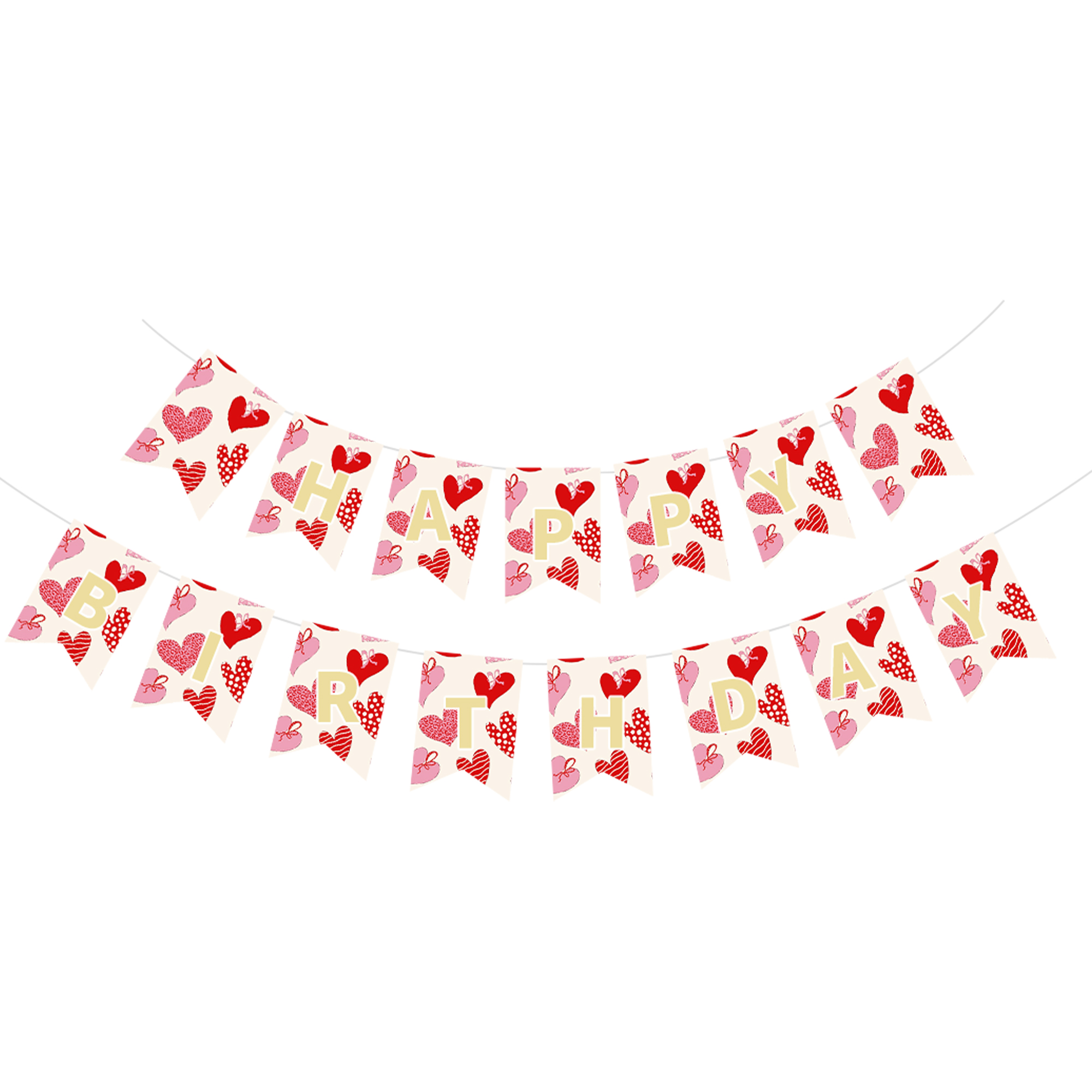 Valentine's Day Theme Happy Birthday Paper Banner