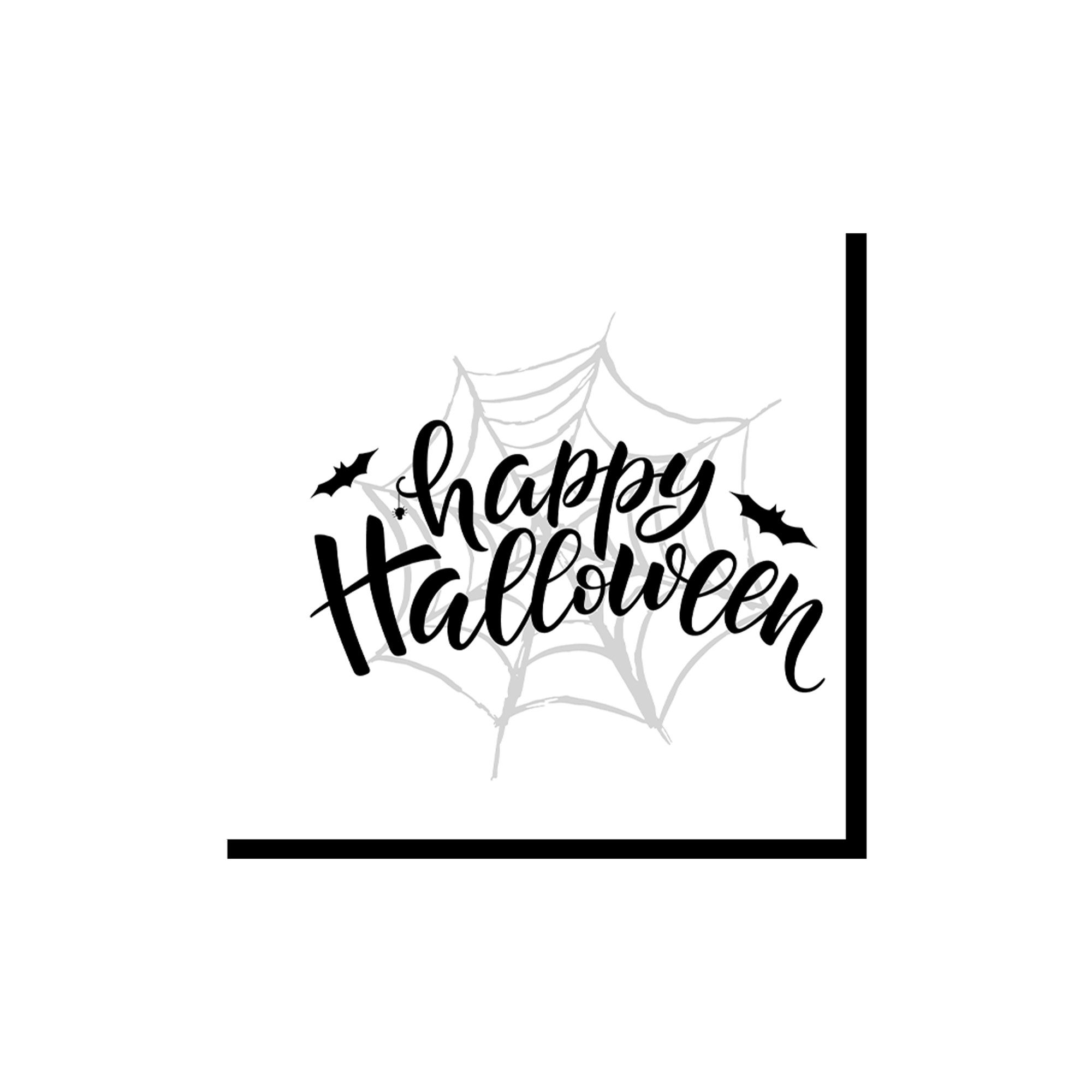 Halloween Theme White Background Black Letter&Web Pattern Napkin