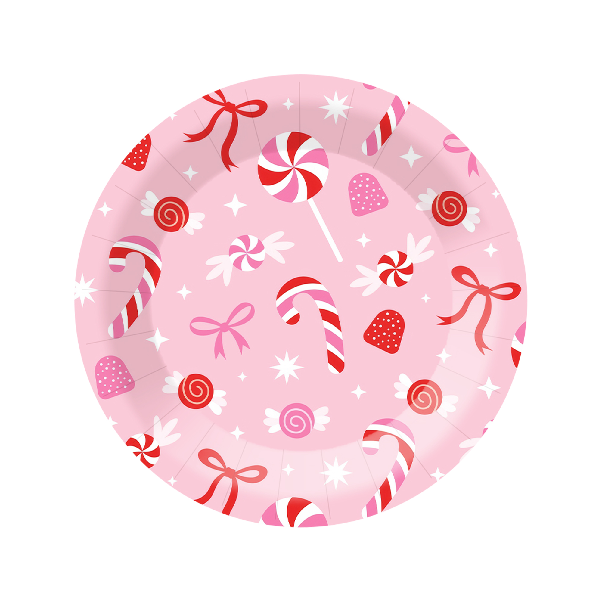 Kid Theme Pink Lollipop Bowknot Dinner Plate