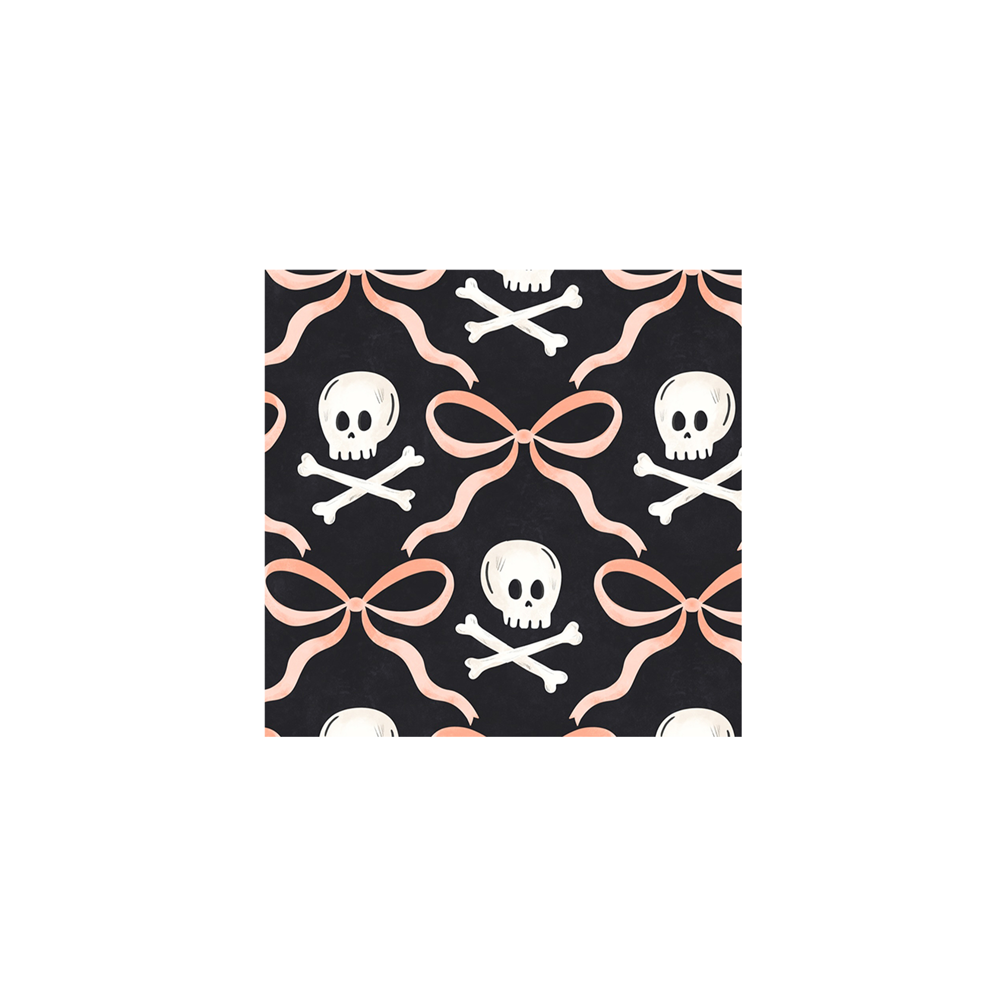 Halloween Theme Black Background Skull&Bow Pattern Napkin