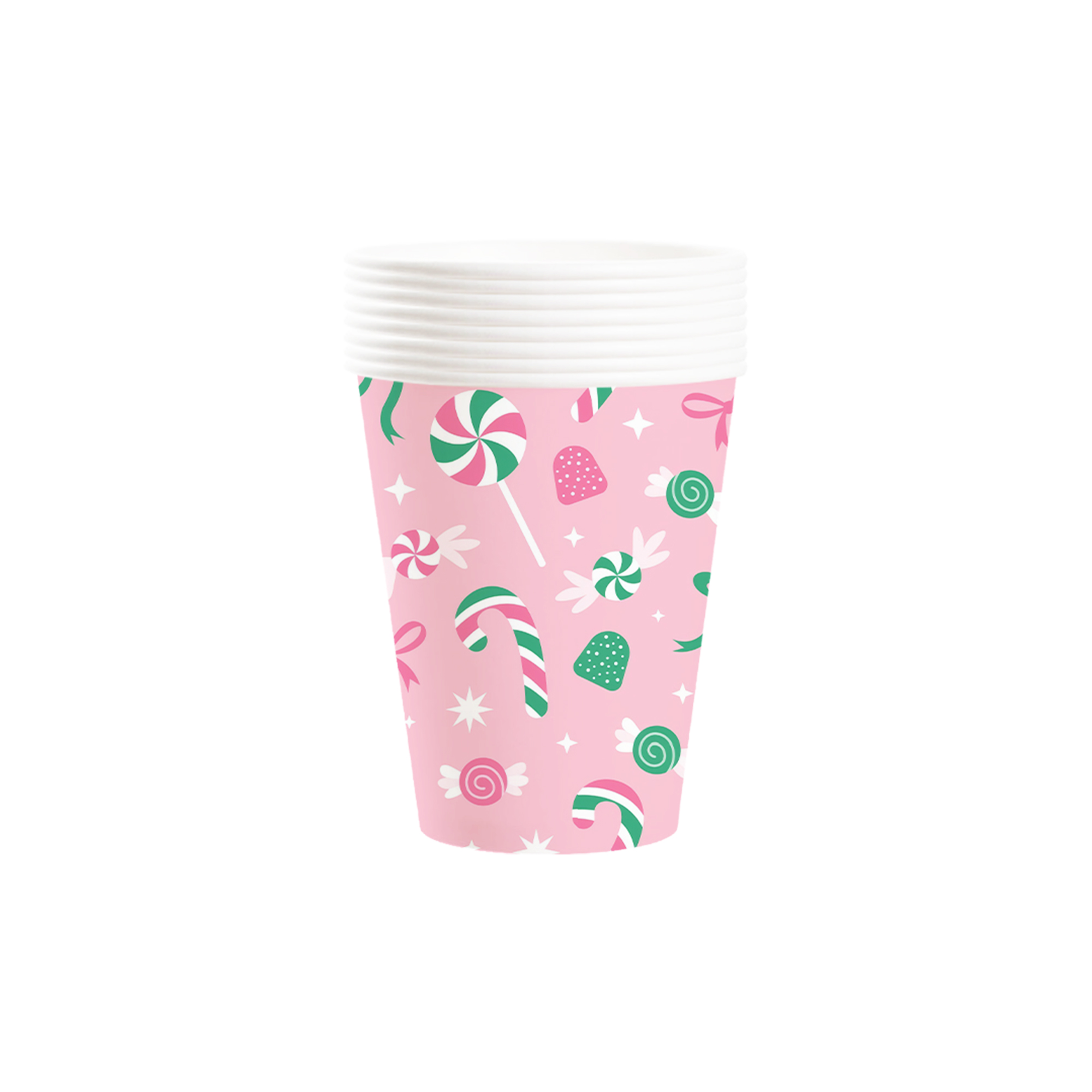 Kid Theme Pink Color with Lollipop Candy Bowknot Paper Cup