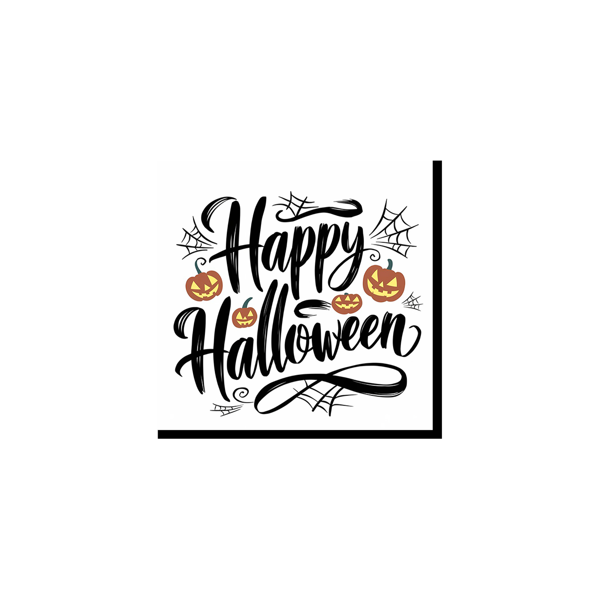 Halloween Theme White Background Black letter Pattern Napkin