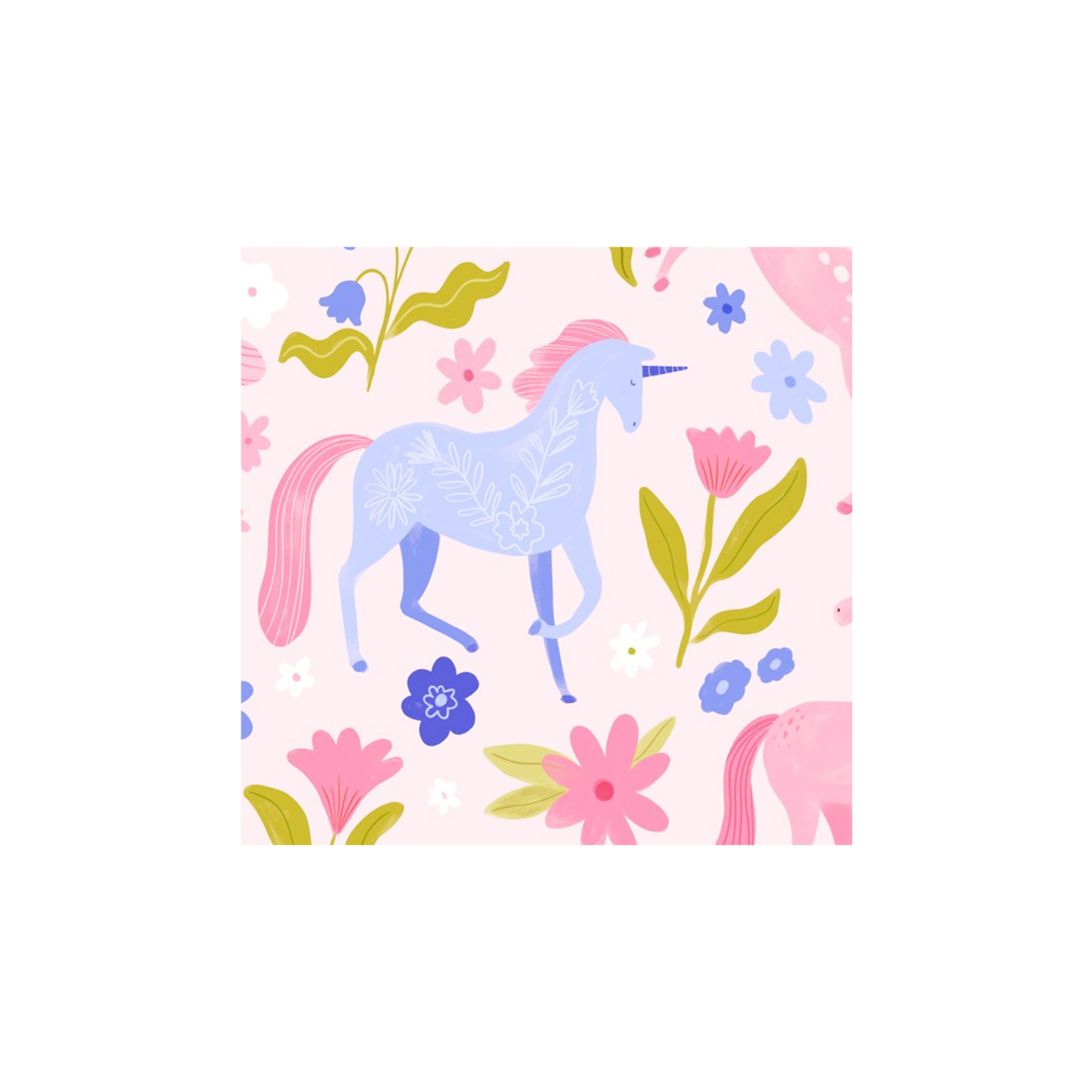 Kids Theme Pink Unicorn Pattern Napkin