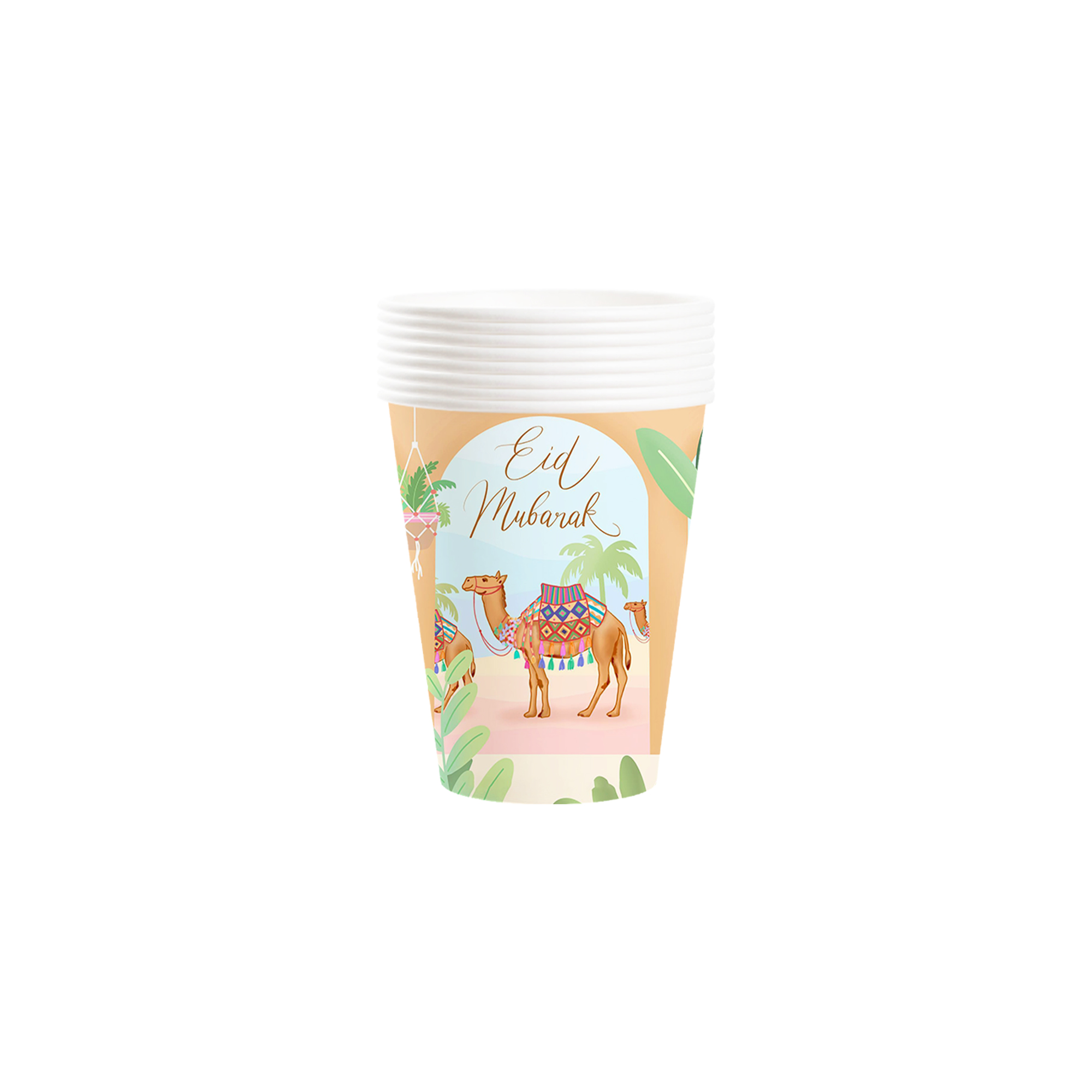 Eid Theme Orange Background Camel Pattern 9oz Cup