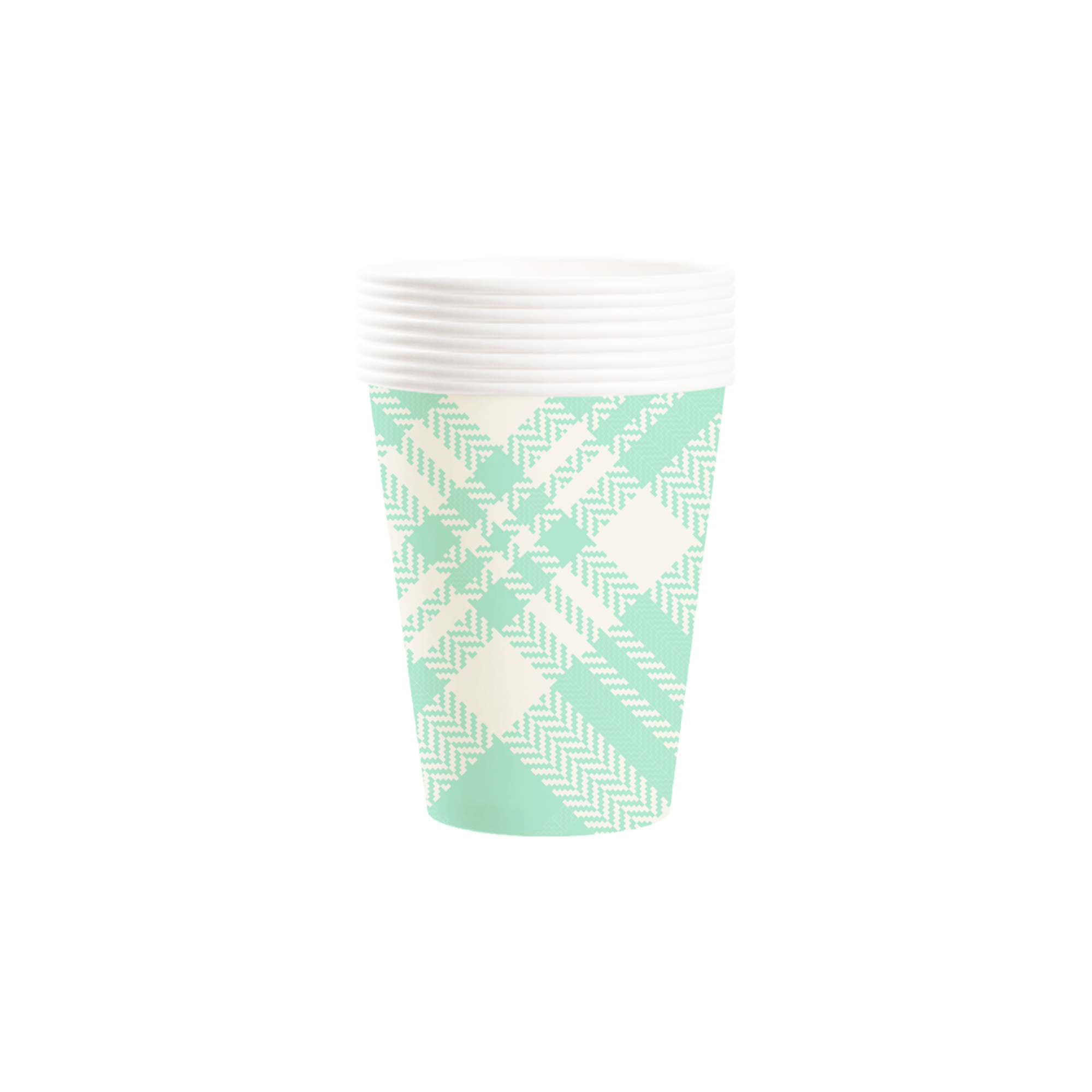 Flower Theme Light Green Diagonal Stripes Paper Cup