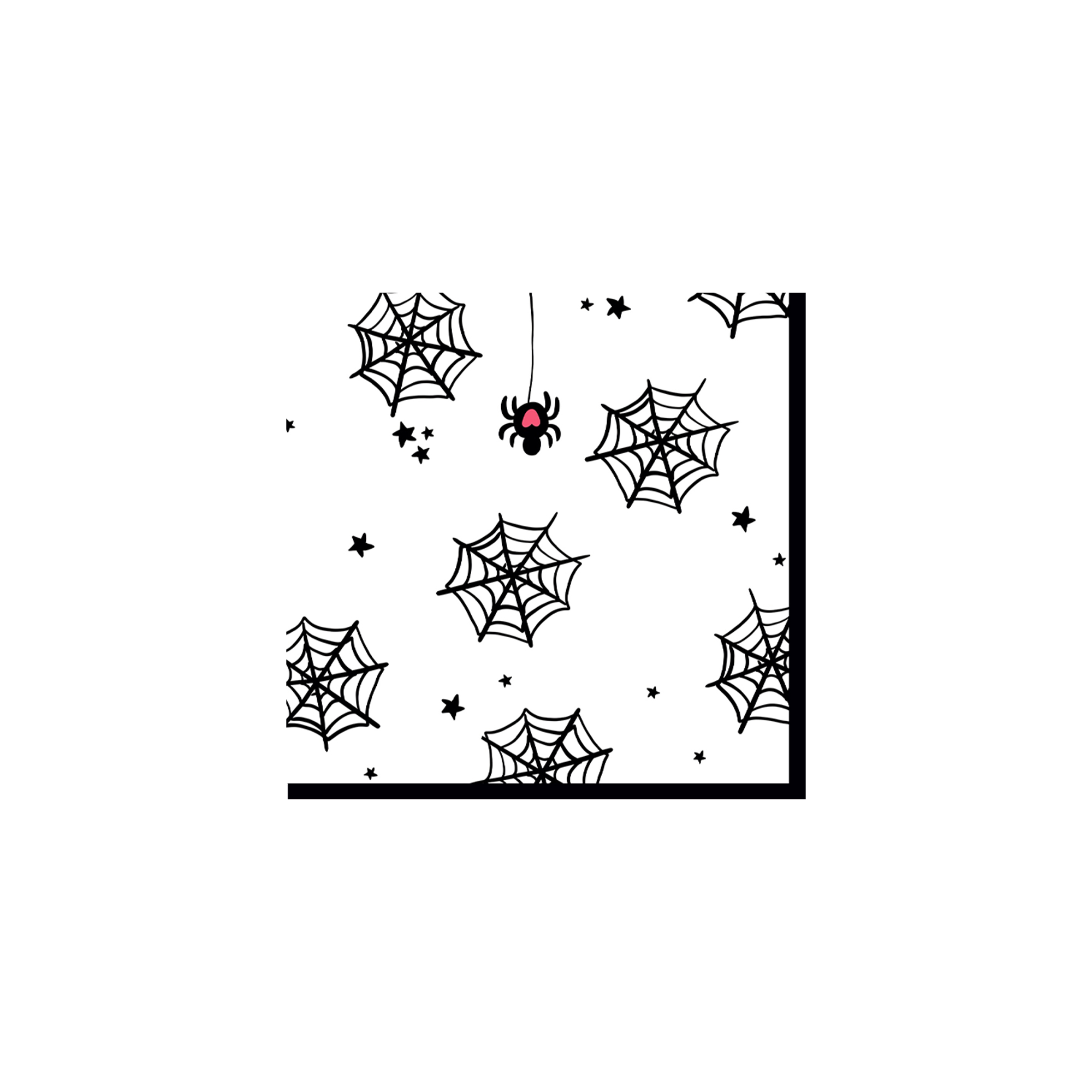 Halloween Theme White Background Black Web Pattern Napkin