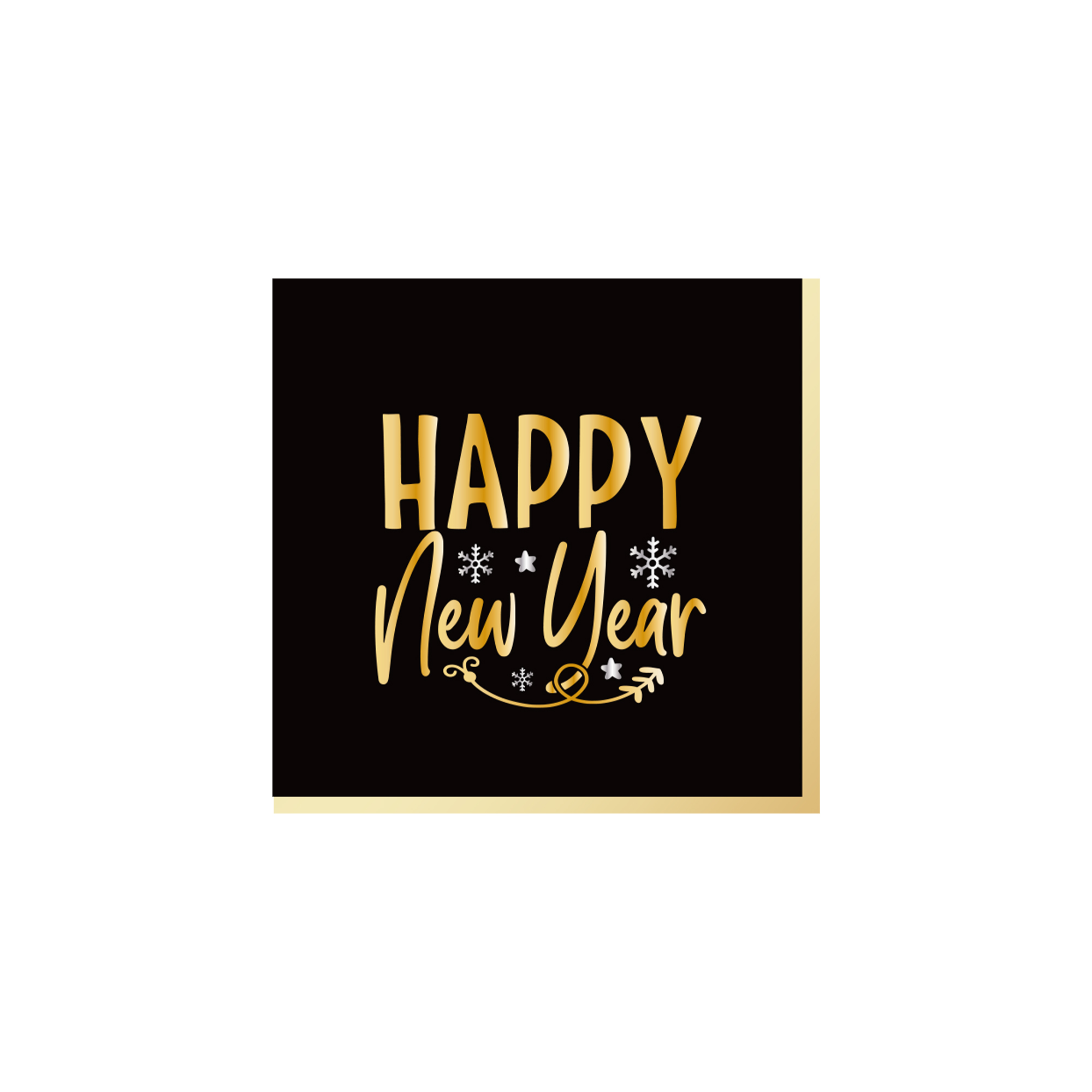 New Year Theme Black Background Gold Letter Pattern Napkin