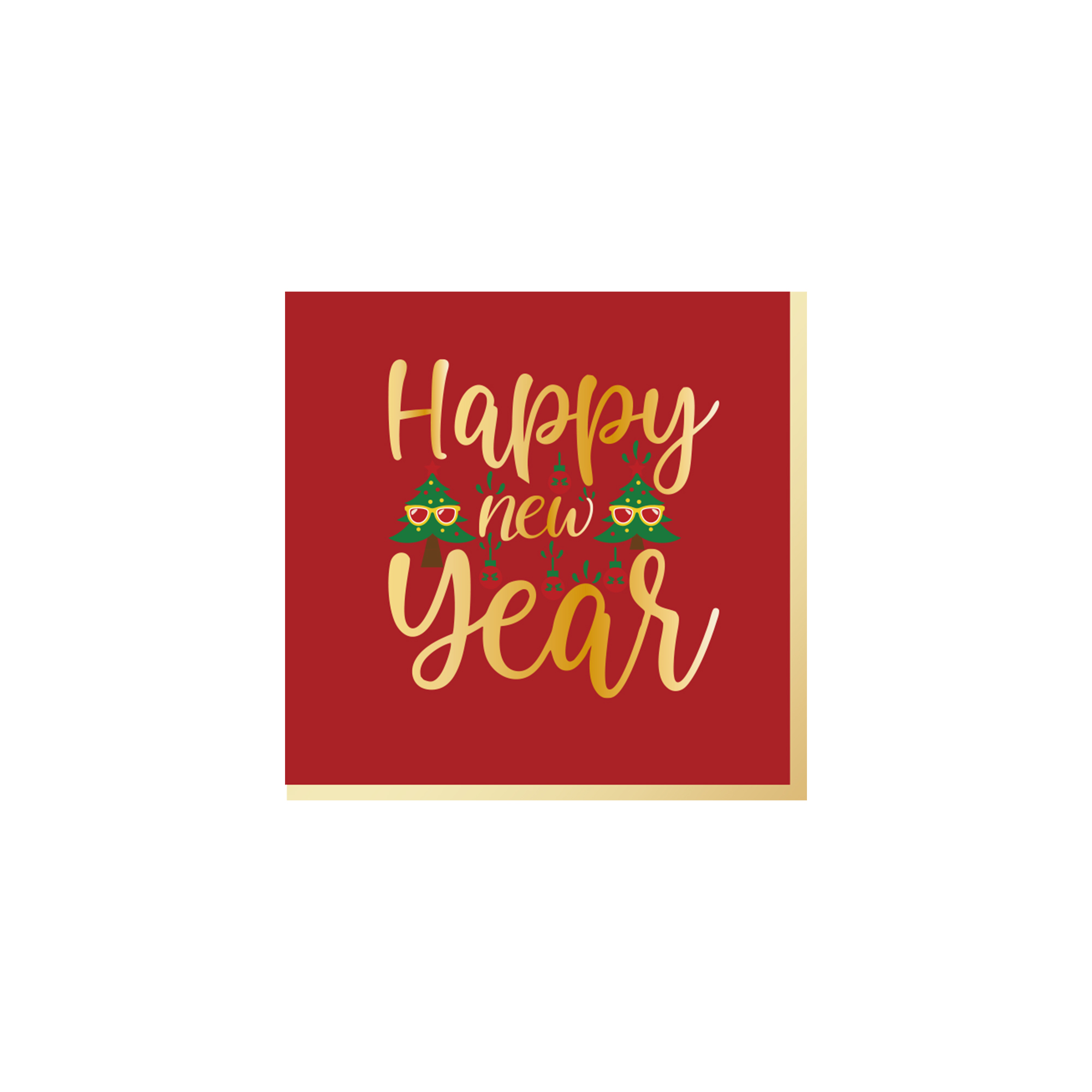 New Year Theme Red Background Gold Letter Pattern Napkin