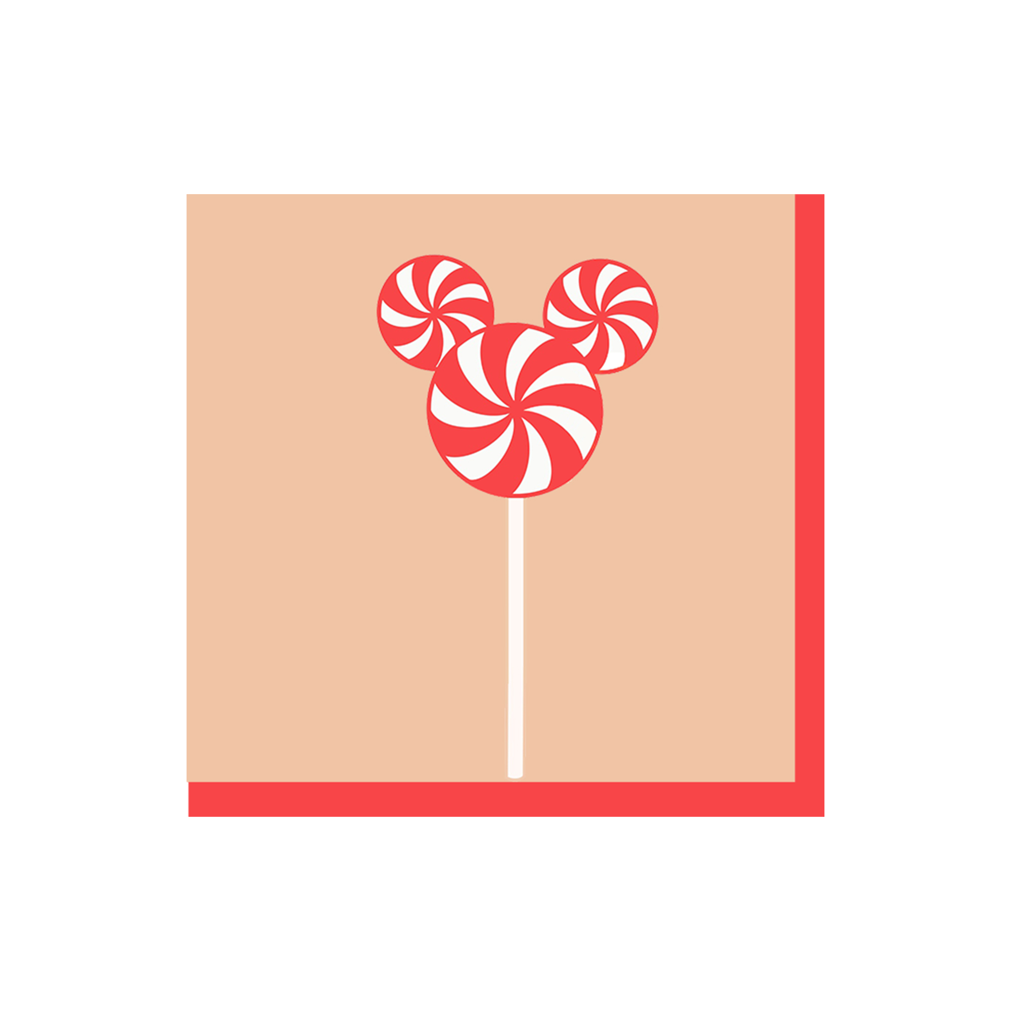 Christmas Theme Orange Background Mickey Mouse Lollipop Pattern Napkin