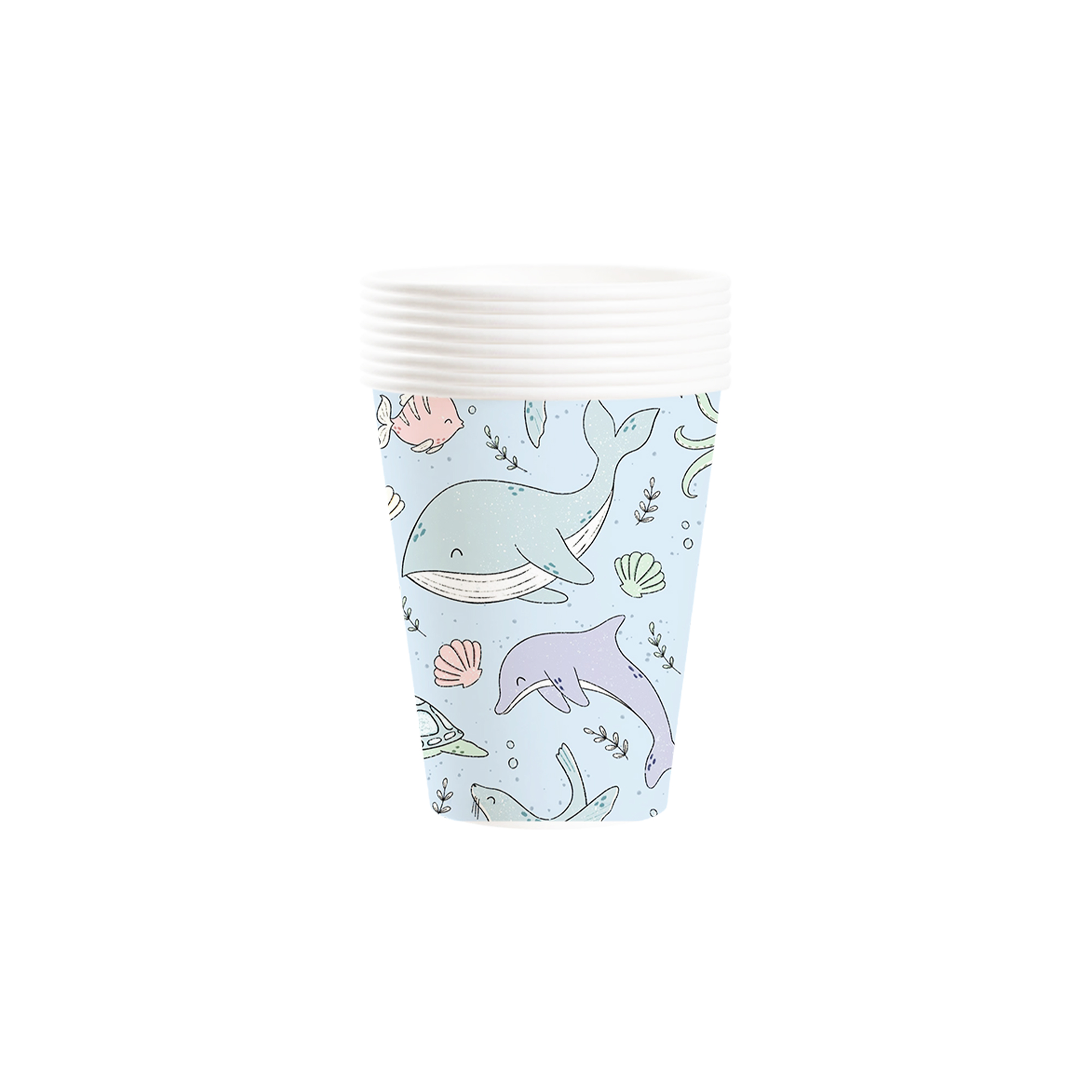 Animal Theme Blue Color Whale Seashell Paper Cup
