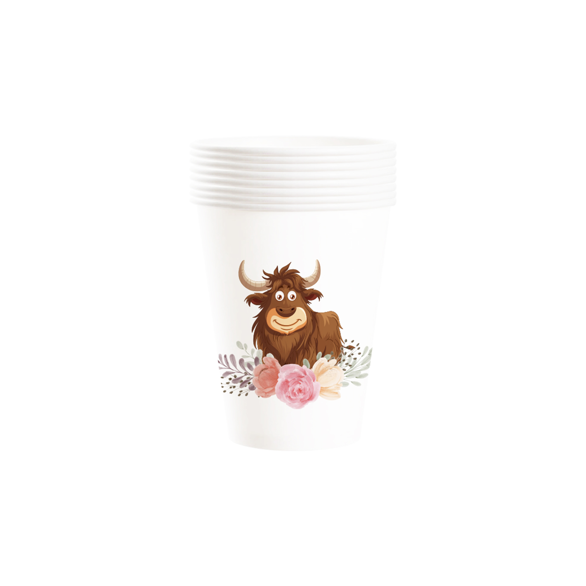 Farm Theme with Highland Cow Paper Cup