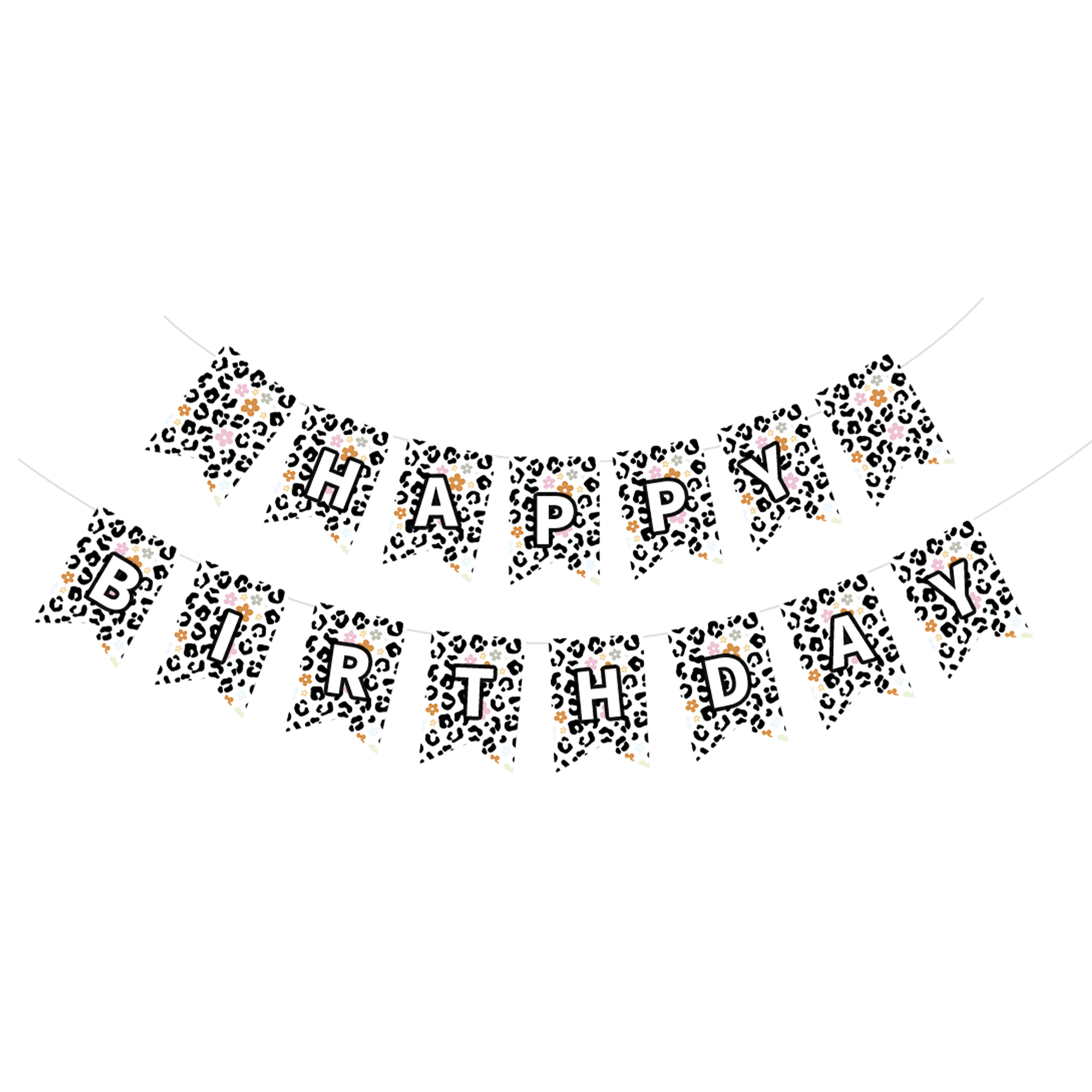 Farm Theme with Leopard Print Happy Birthday Paper Banner