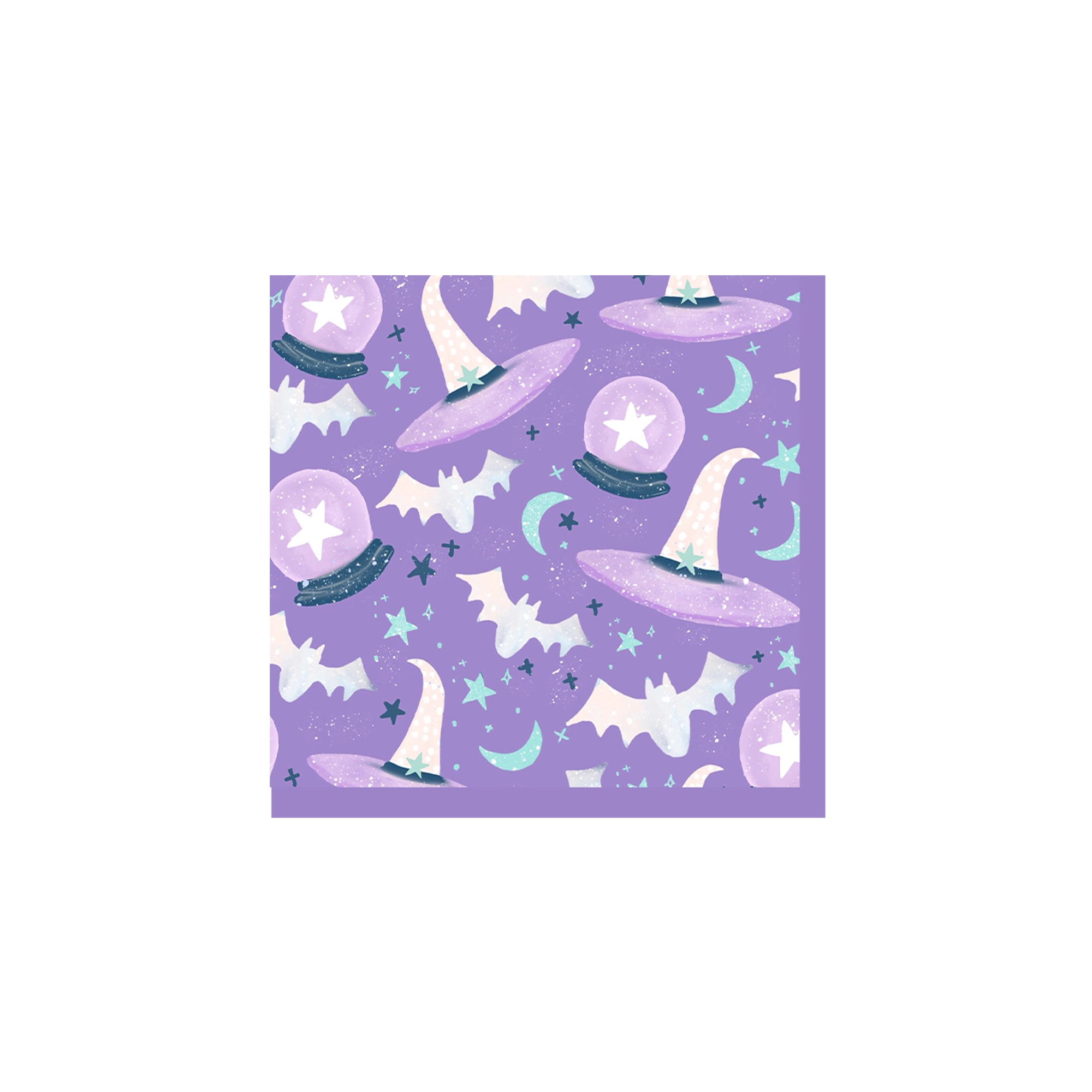 Halloween Theme Purple Background with Witch Hat Napkin
