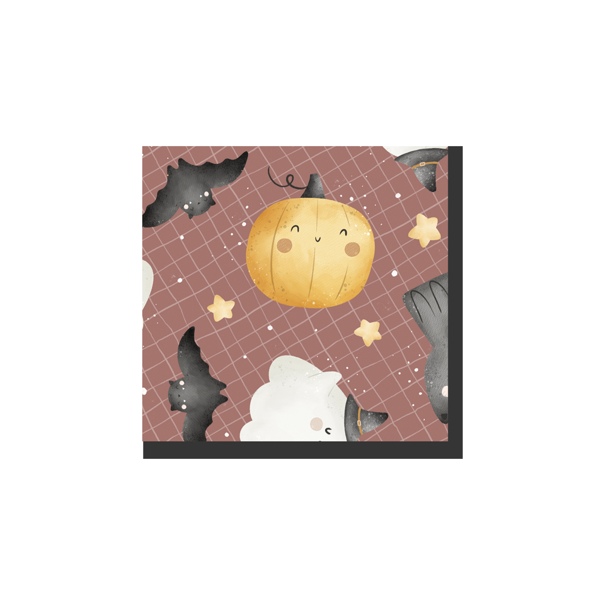 Halloween Theme Brown Background with Bat&Pumpkin Napkin