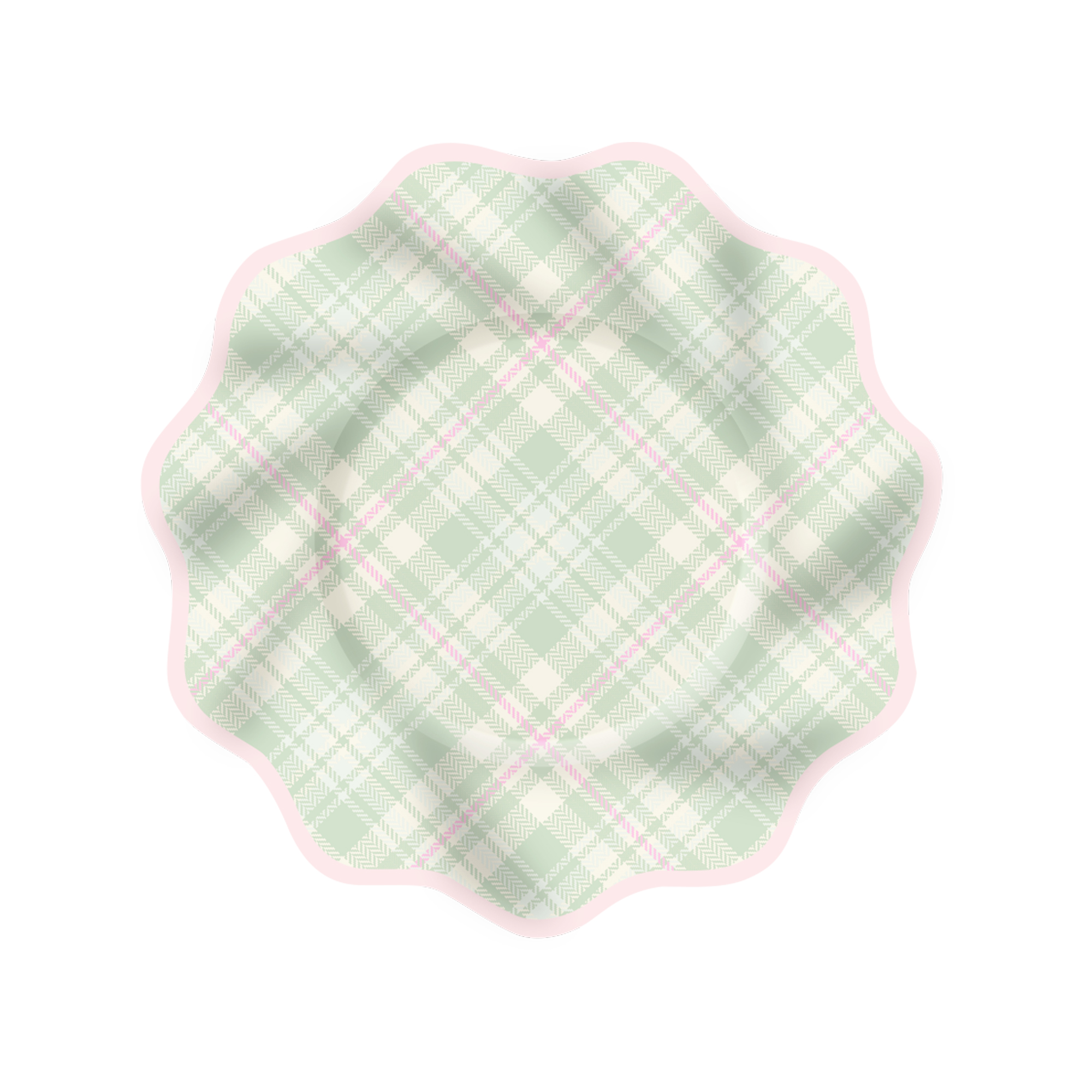 Floral Theme Green Stripes Wave Edge Dinner Plate