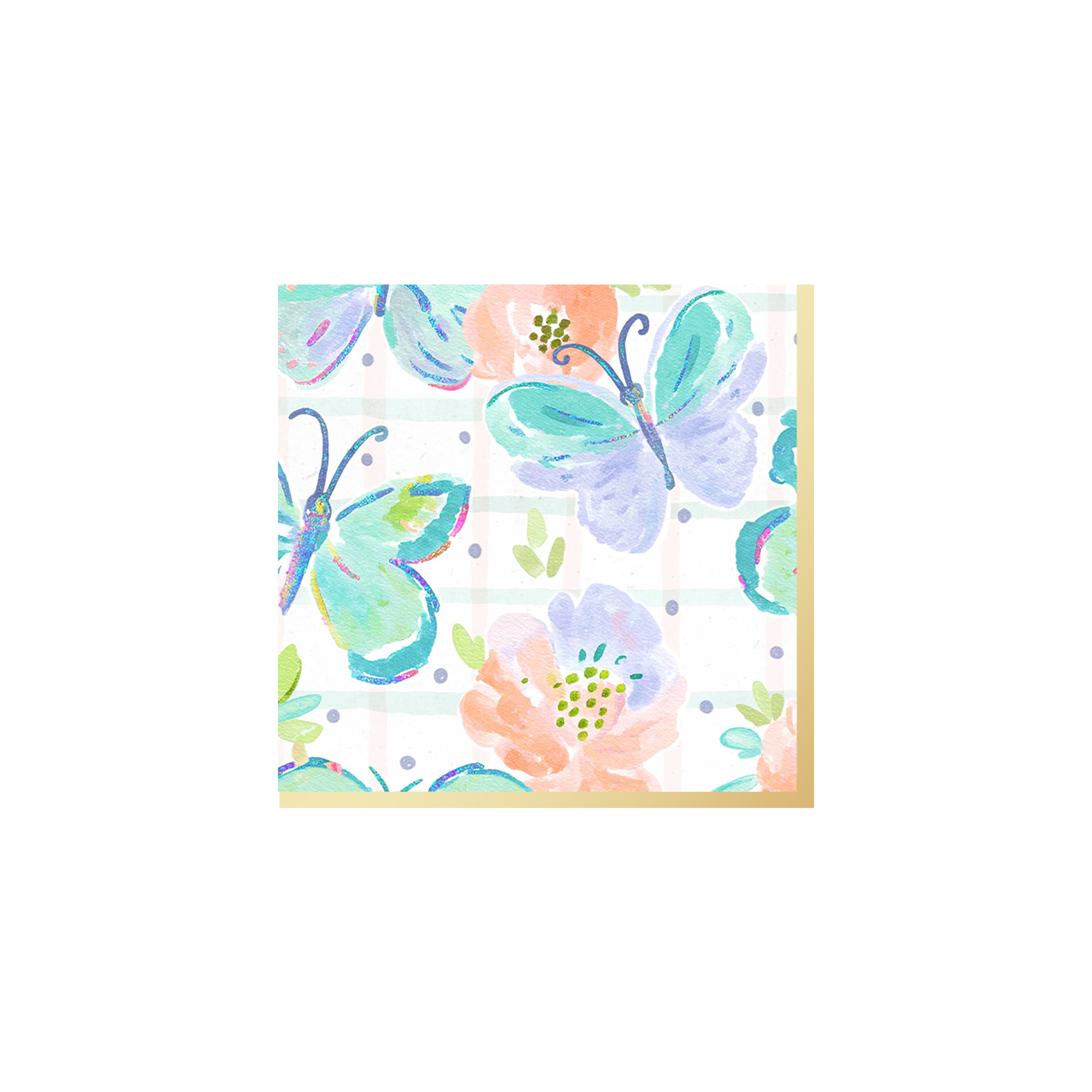 Animal Theme Beige Background with Green Butterfly Napkin