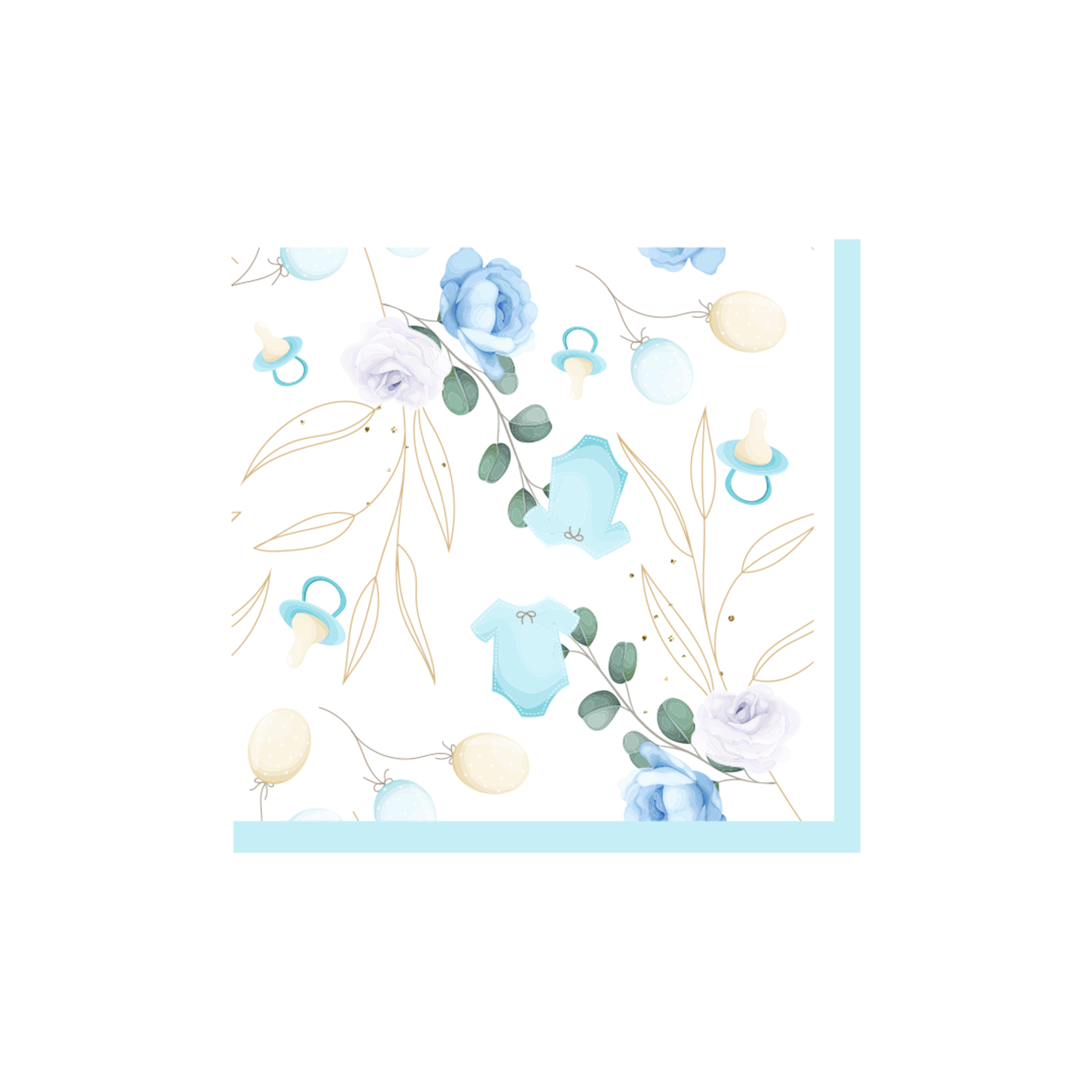 Baby Shower Theme White Background with Leaf Pattern Napkin