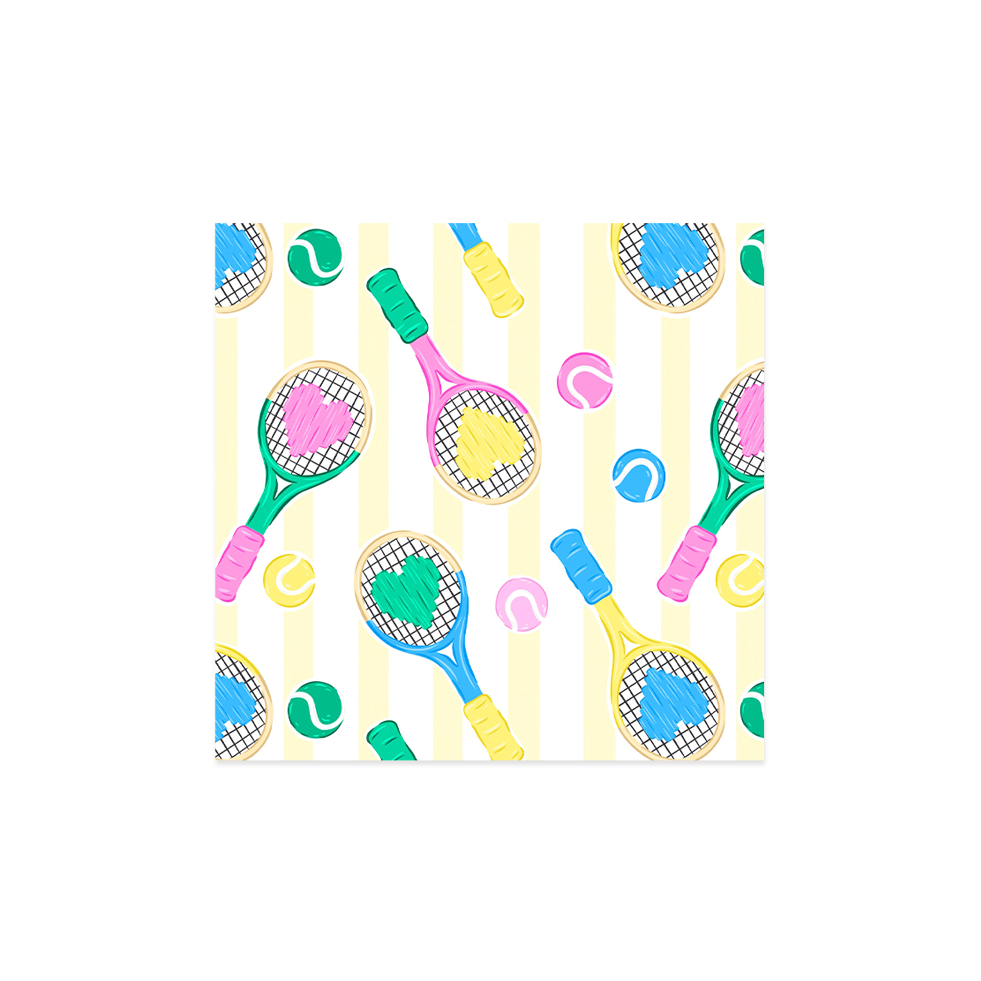 Sports Theme Yellow Background with Tennis Racket Napkin