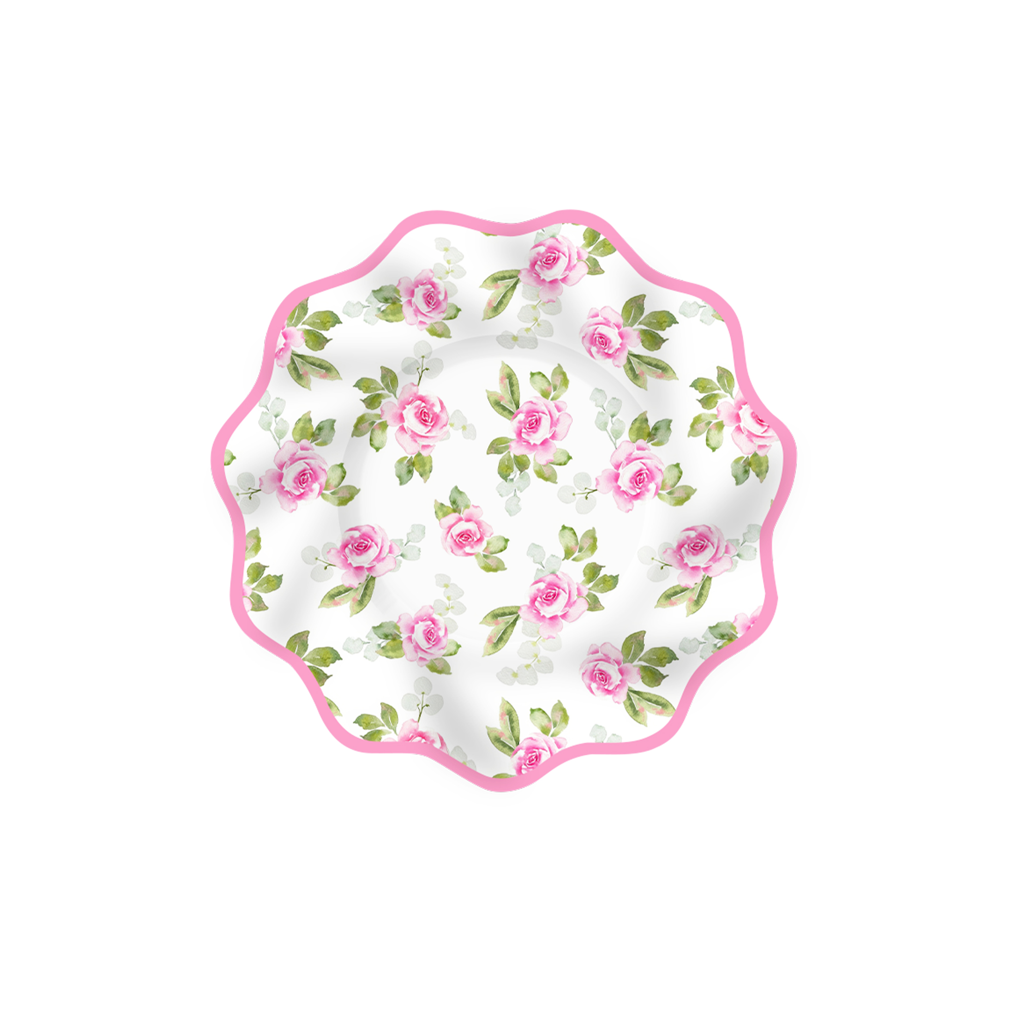 Floral Theme Pink Flower Wave Edge Dessert Plate