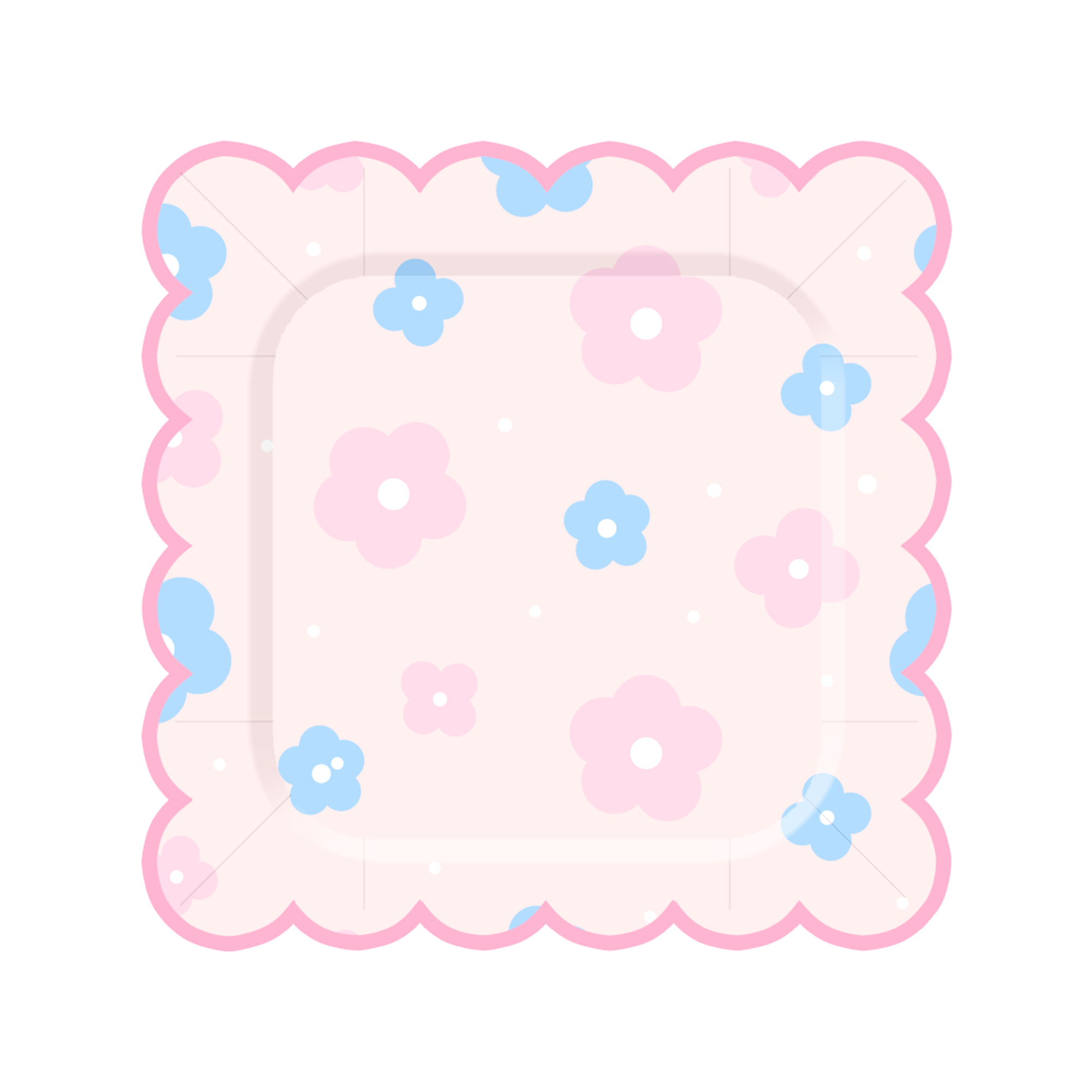 Easter Theme Square Shape with Flower Dinner Plate