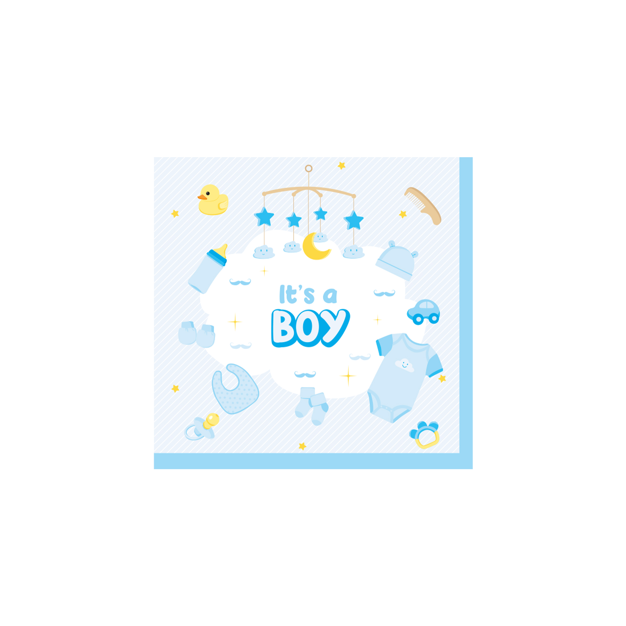 Baby Shower Theme Blue Background with Blue T-shirt Napkin