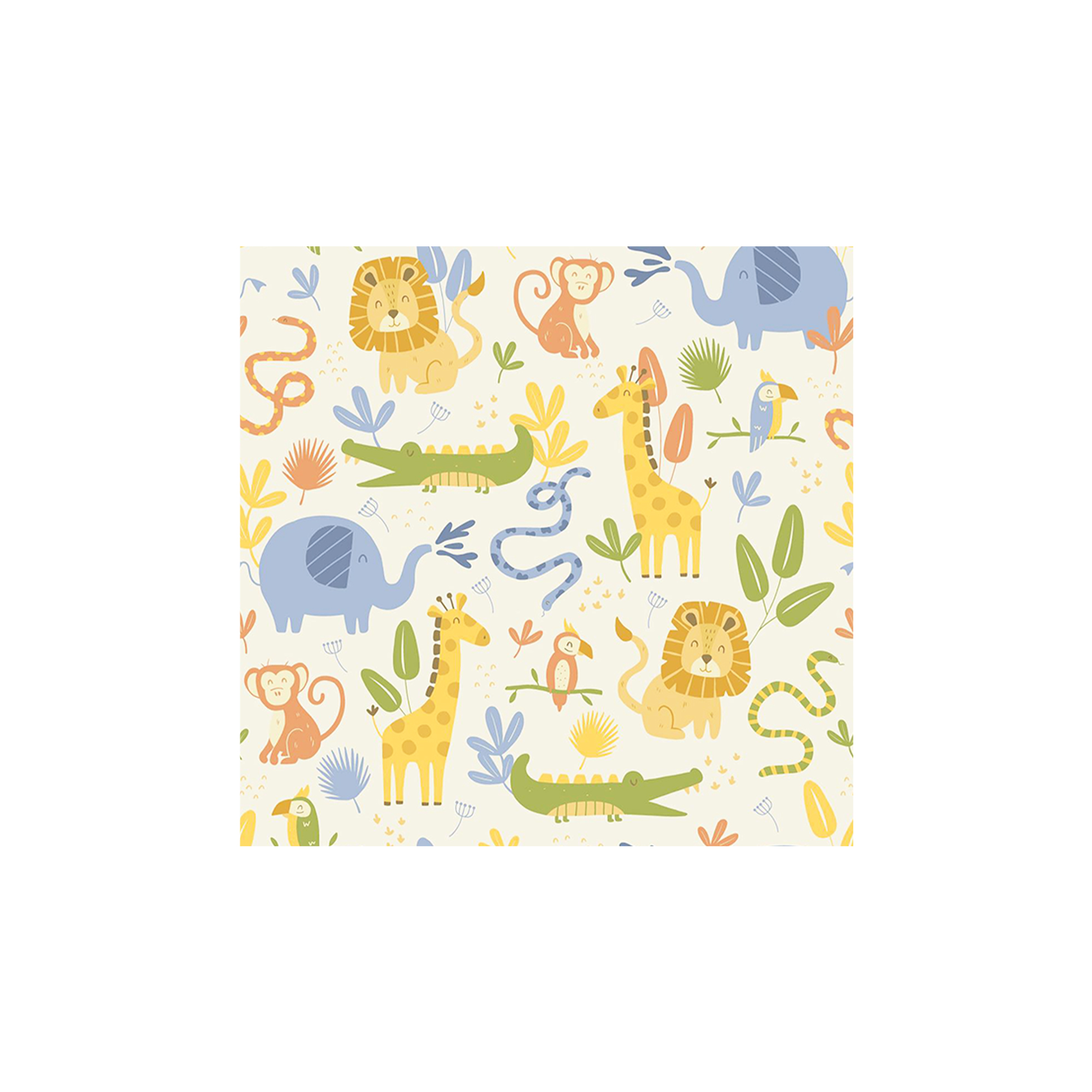 Animal Theme with Lion Giraffe Elephant Napkin