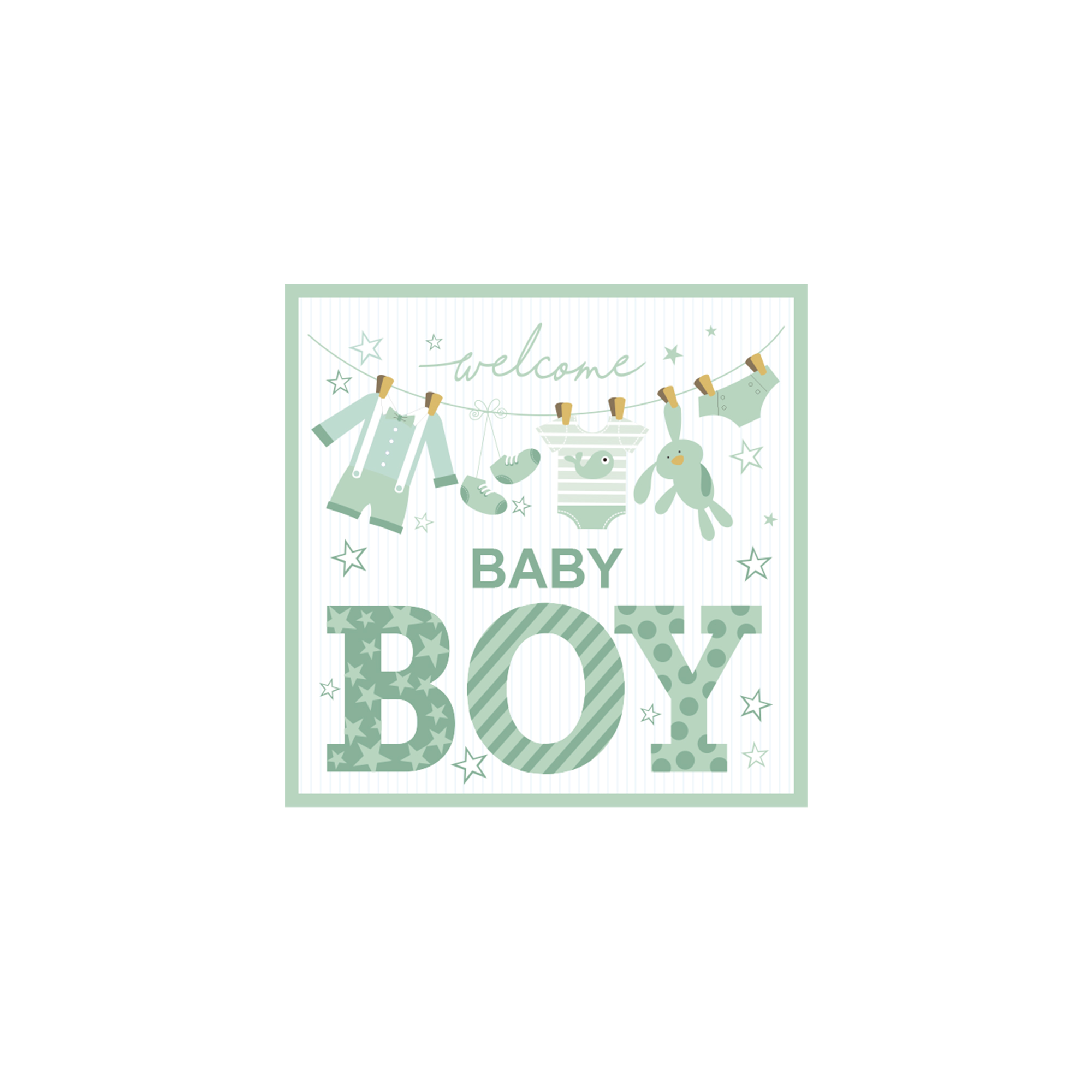 Baby Shower Theme White Background with Green Letter Napkin