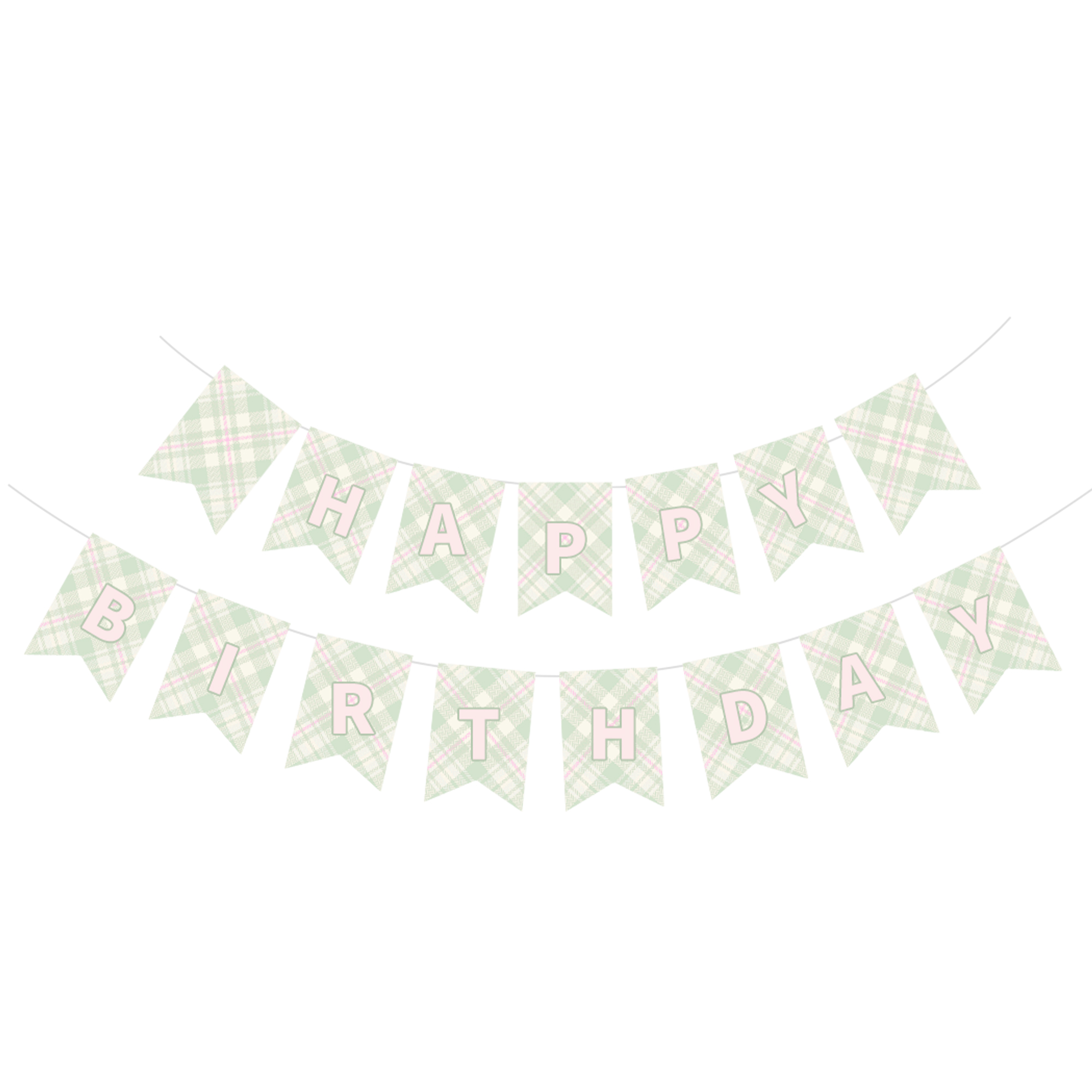 Floral Theme Stripes Happy Birthday Paper Banner