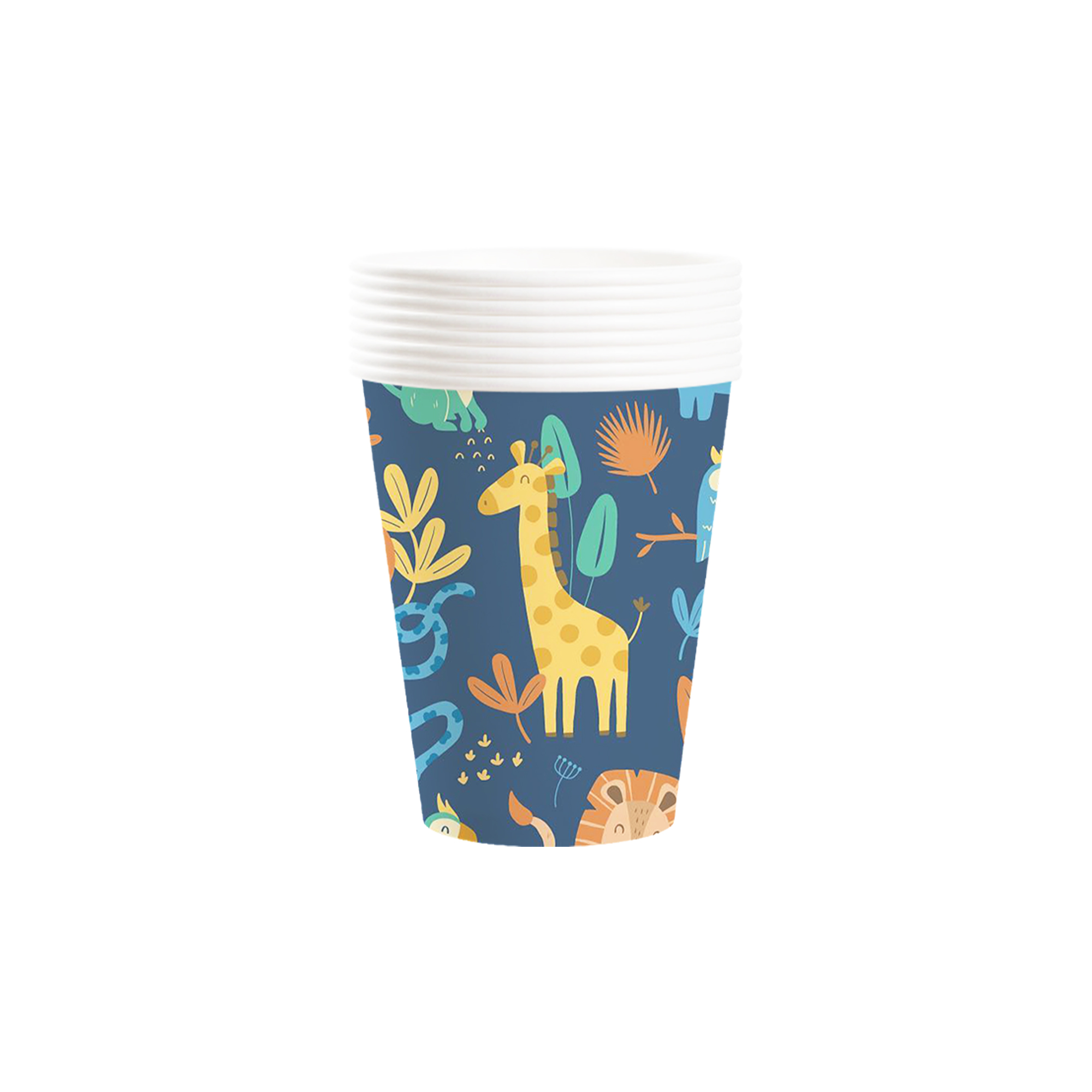 Animal Theme with Lion Giraffe Elephant Paper Cup