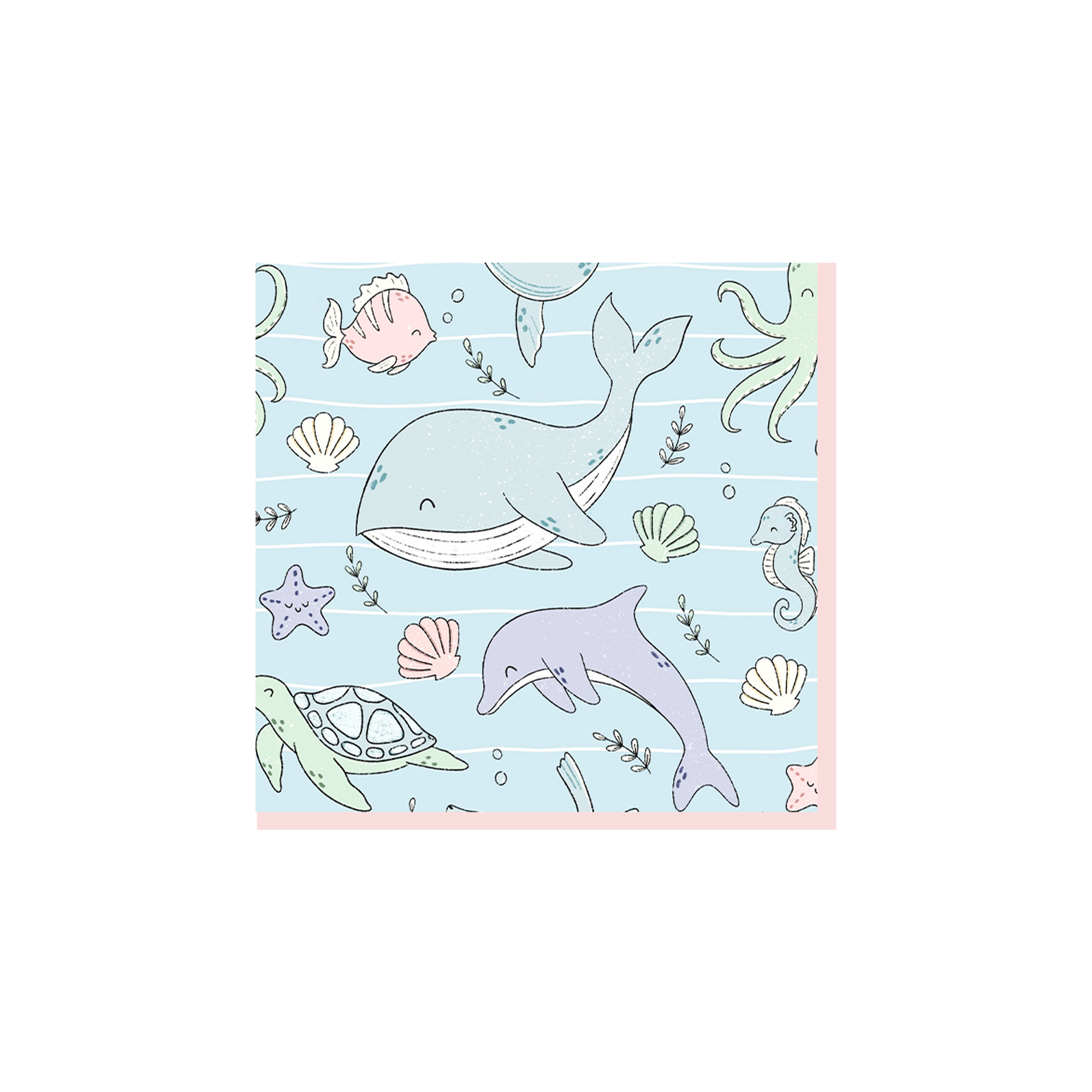 Animal Theme Blue Color Whale Seashell Napkin