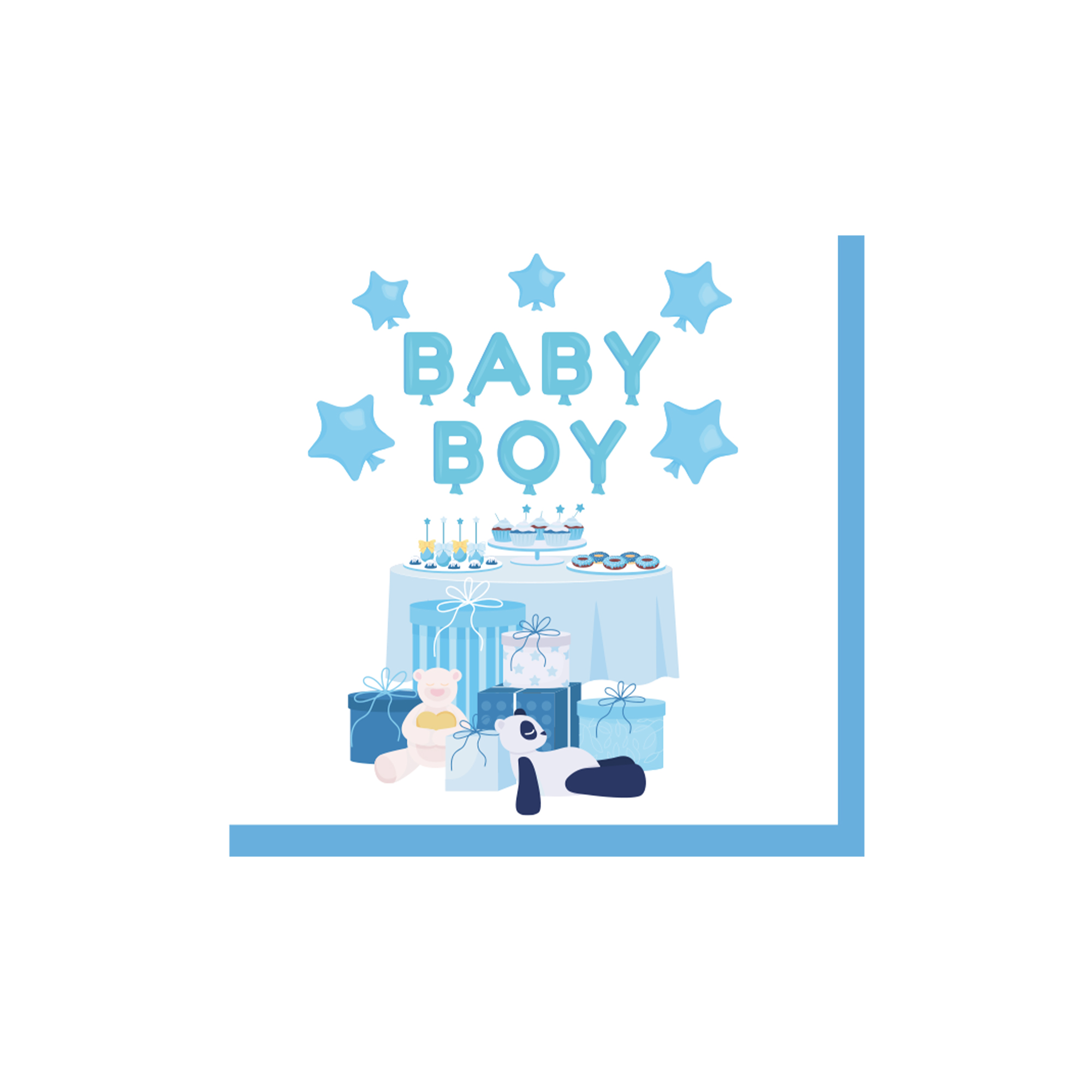 Baby Shower Theme White Background with Blue Party Napkin