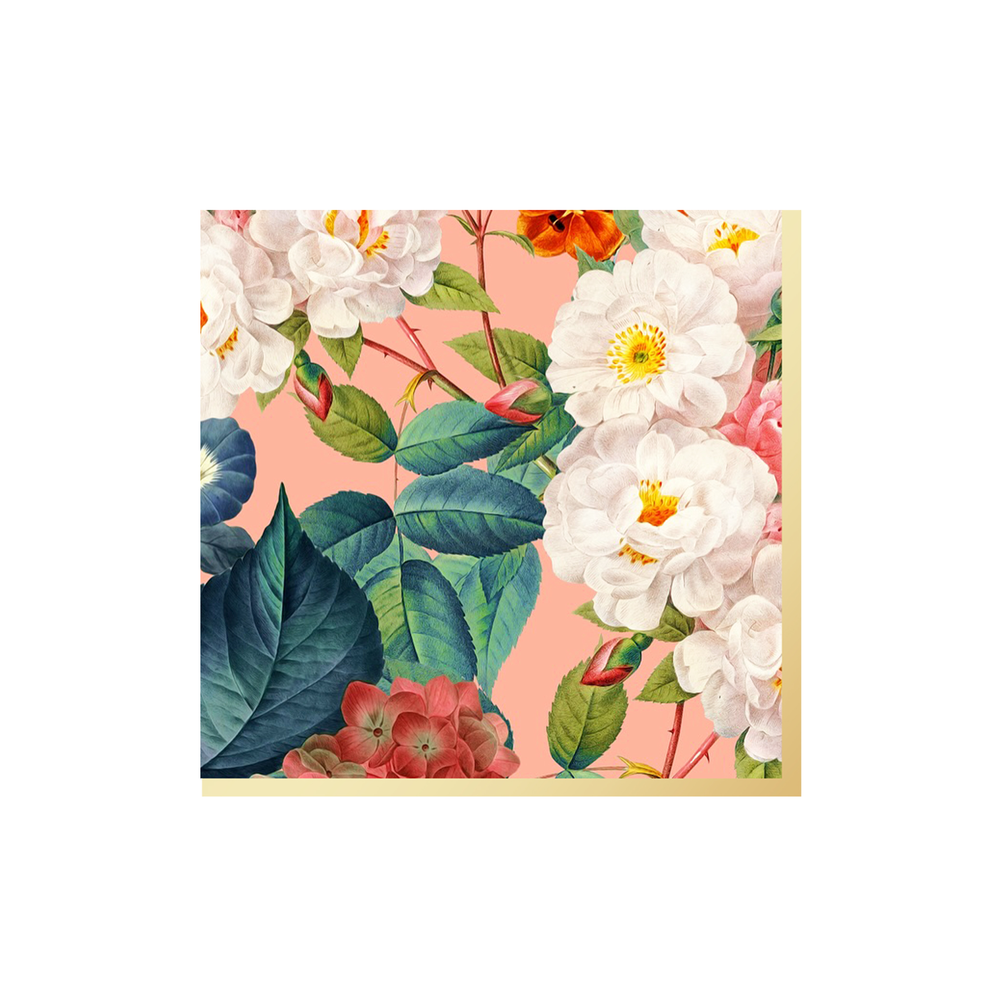 Tea Theme Orange Background with Peony Pattern Napkin