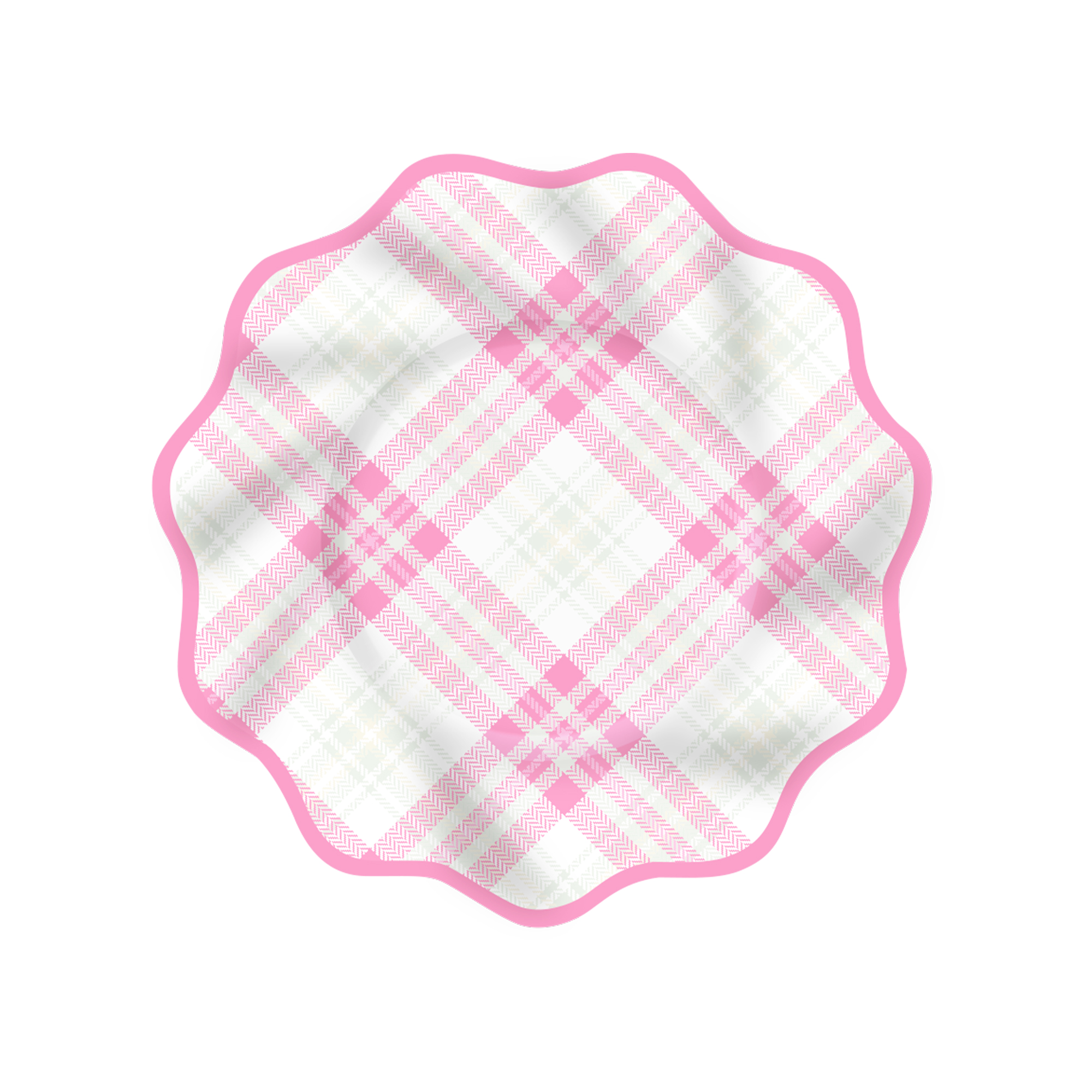 Floral Theme Pink Stripes Wave Edge Dinner Plate