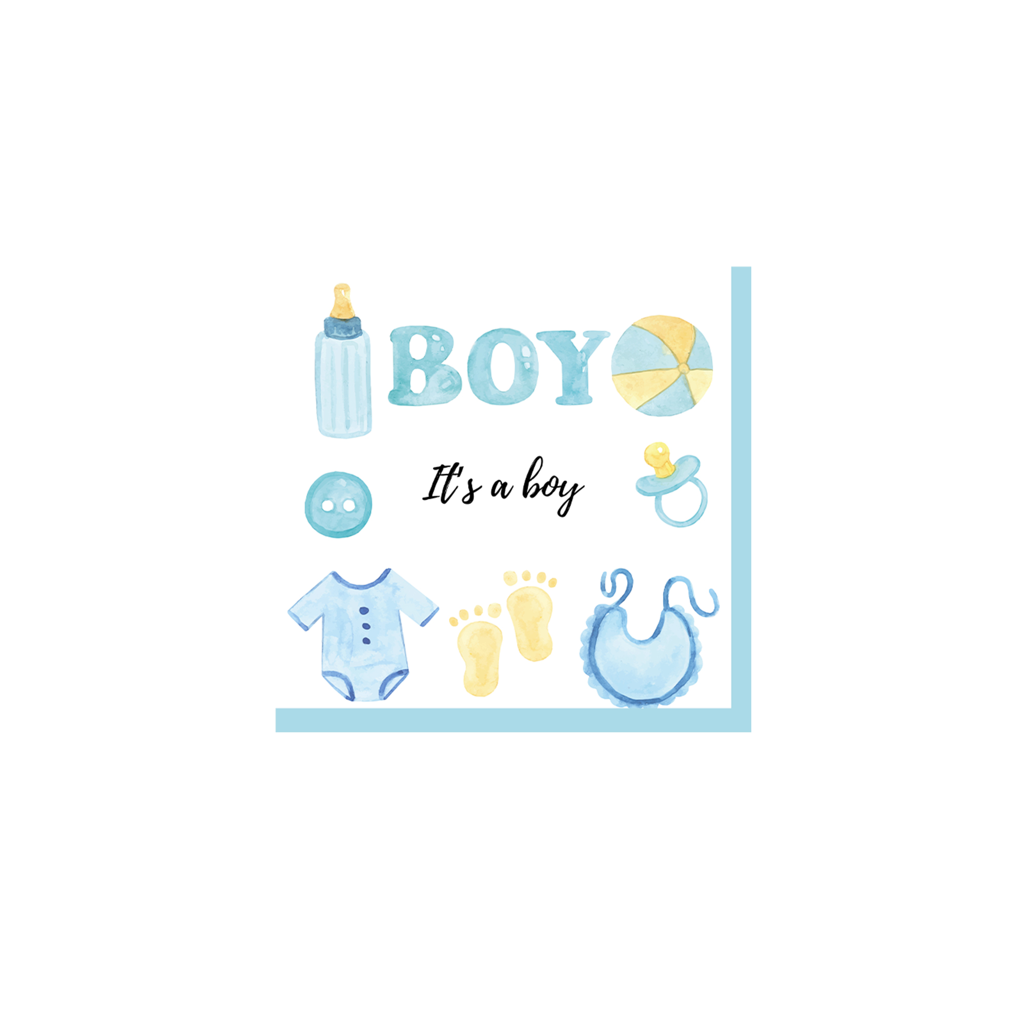 Baby Shower Theme White Background with Blue T-shirt Napkin