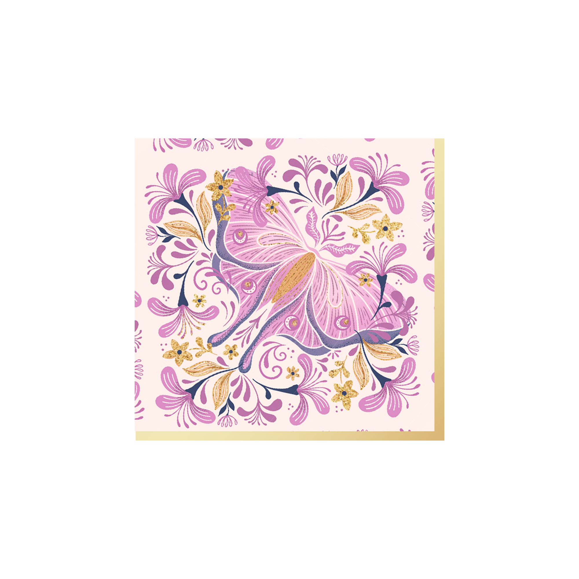 Animal Theme Pink Background with Gold Butterfly Napkin