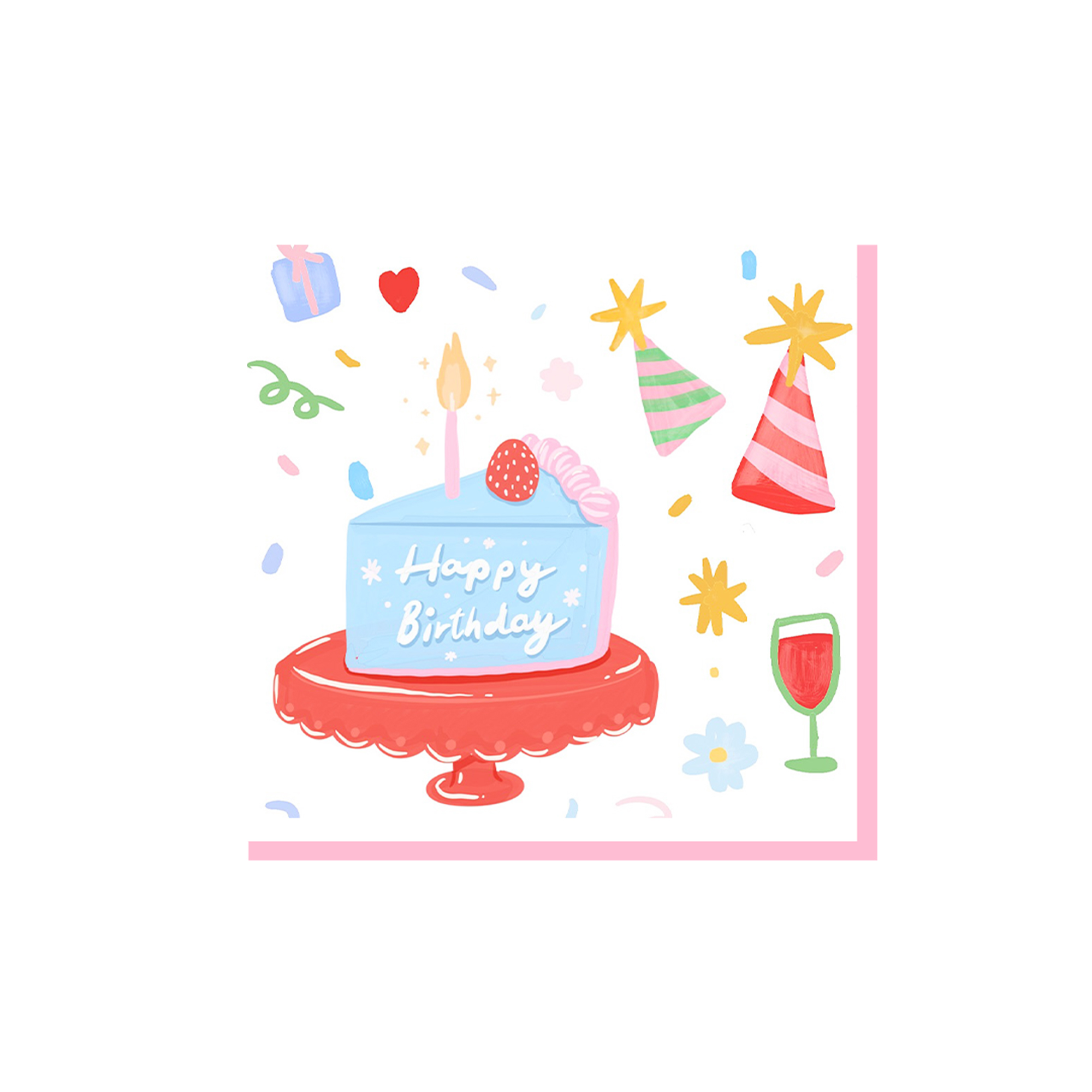 Animal Theme White Background with Cake Napkin