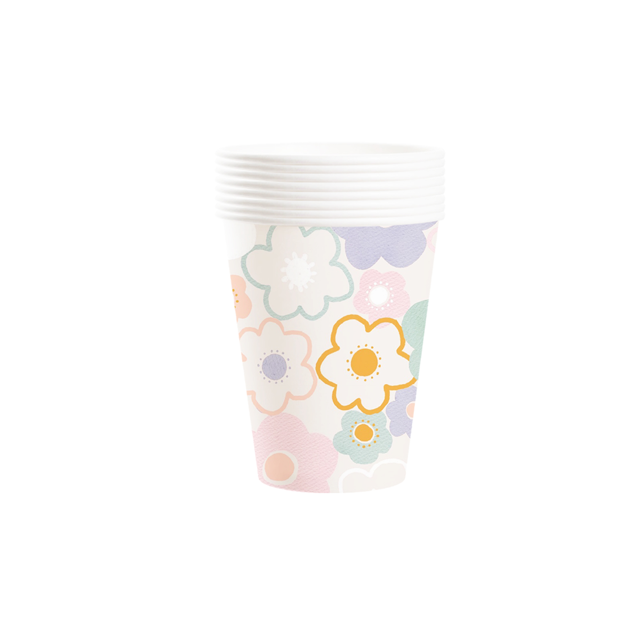 Floral Theme Beige Color with Flower Paper Cup