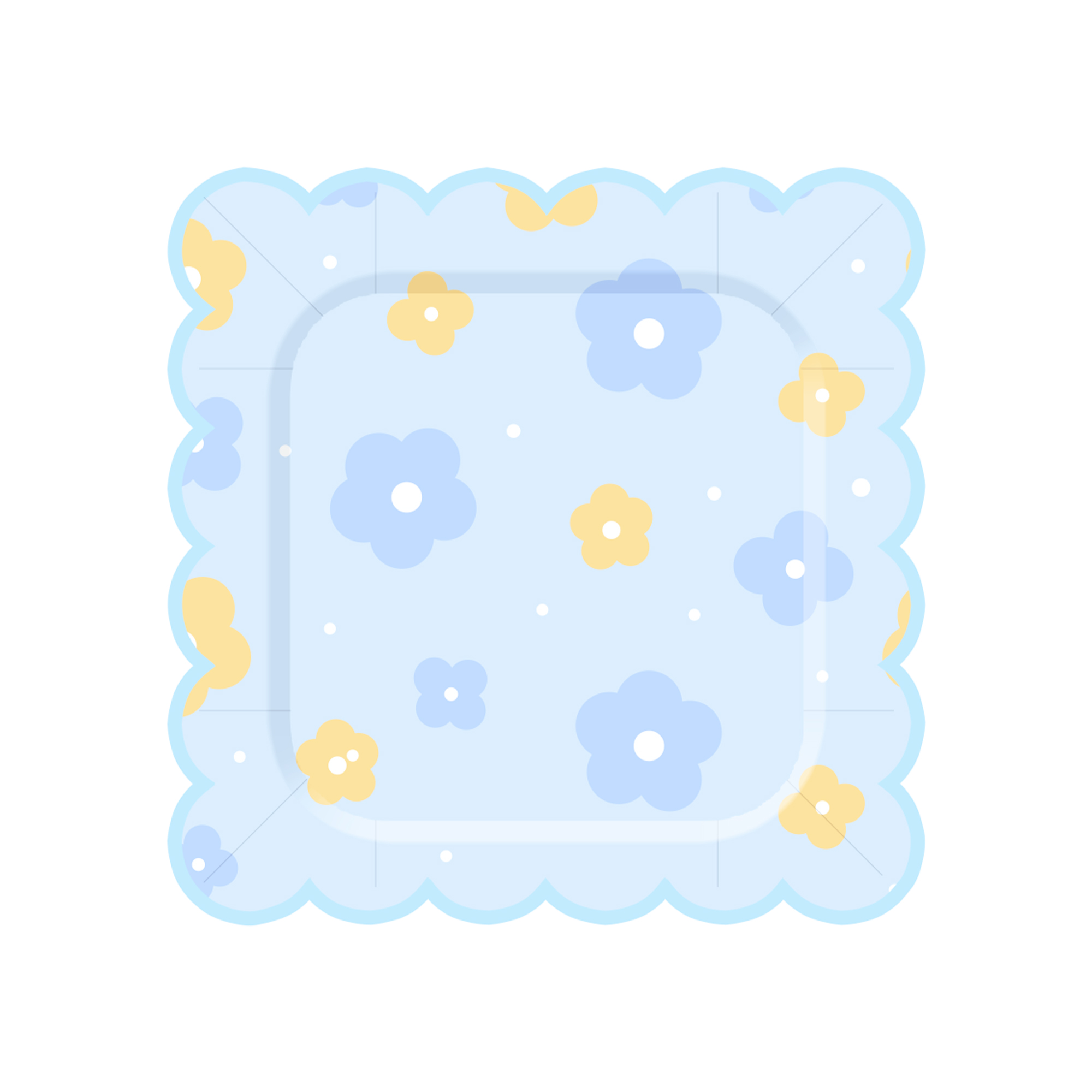 Easter Theme Light Blue Square Shape Dinner Plate